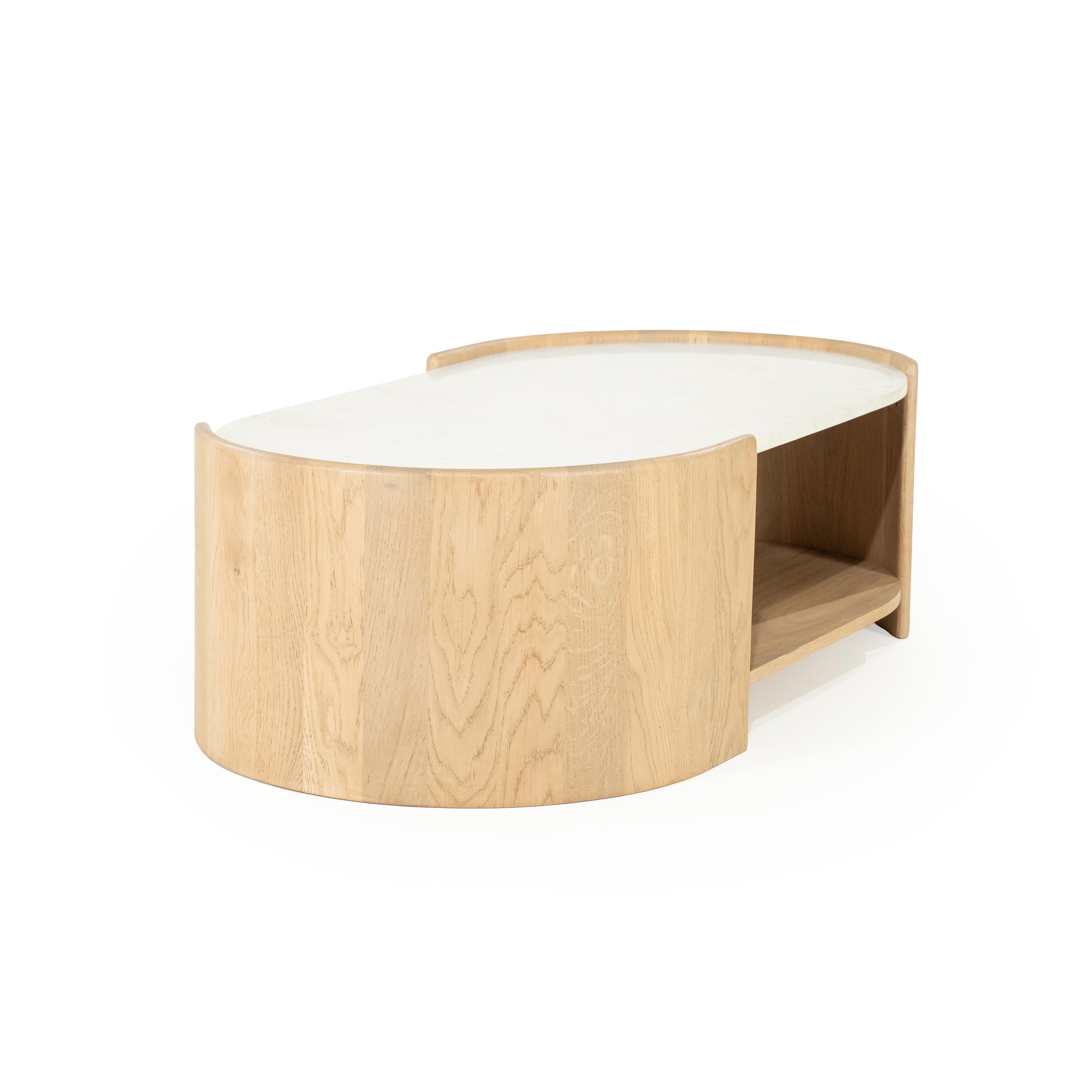 Couchtisch DON aus Eichenholz mit Marmorplatte