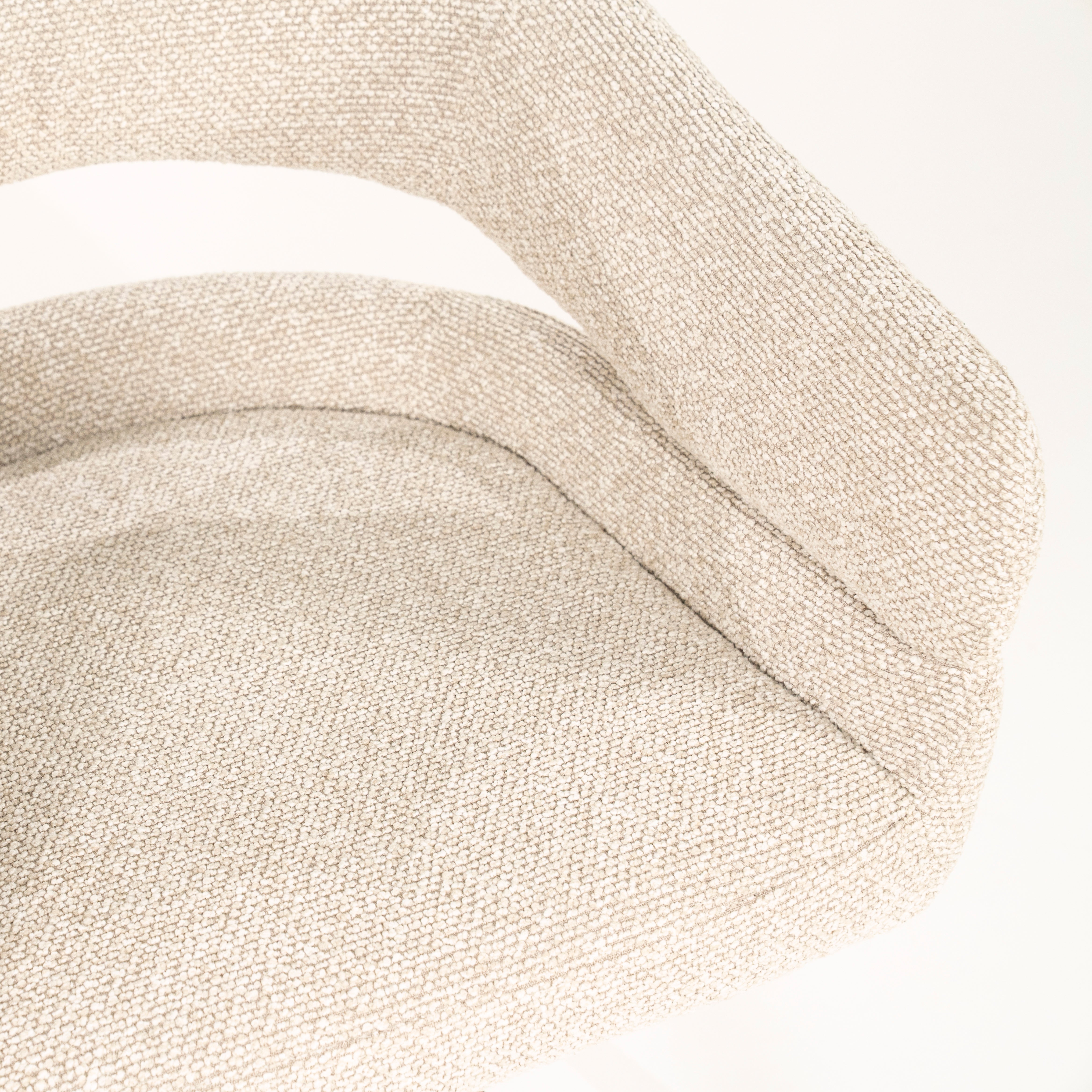 HAILEY beige swivel chair with dark brown base