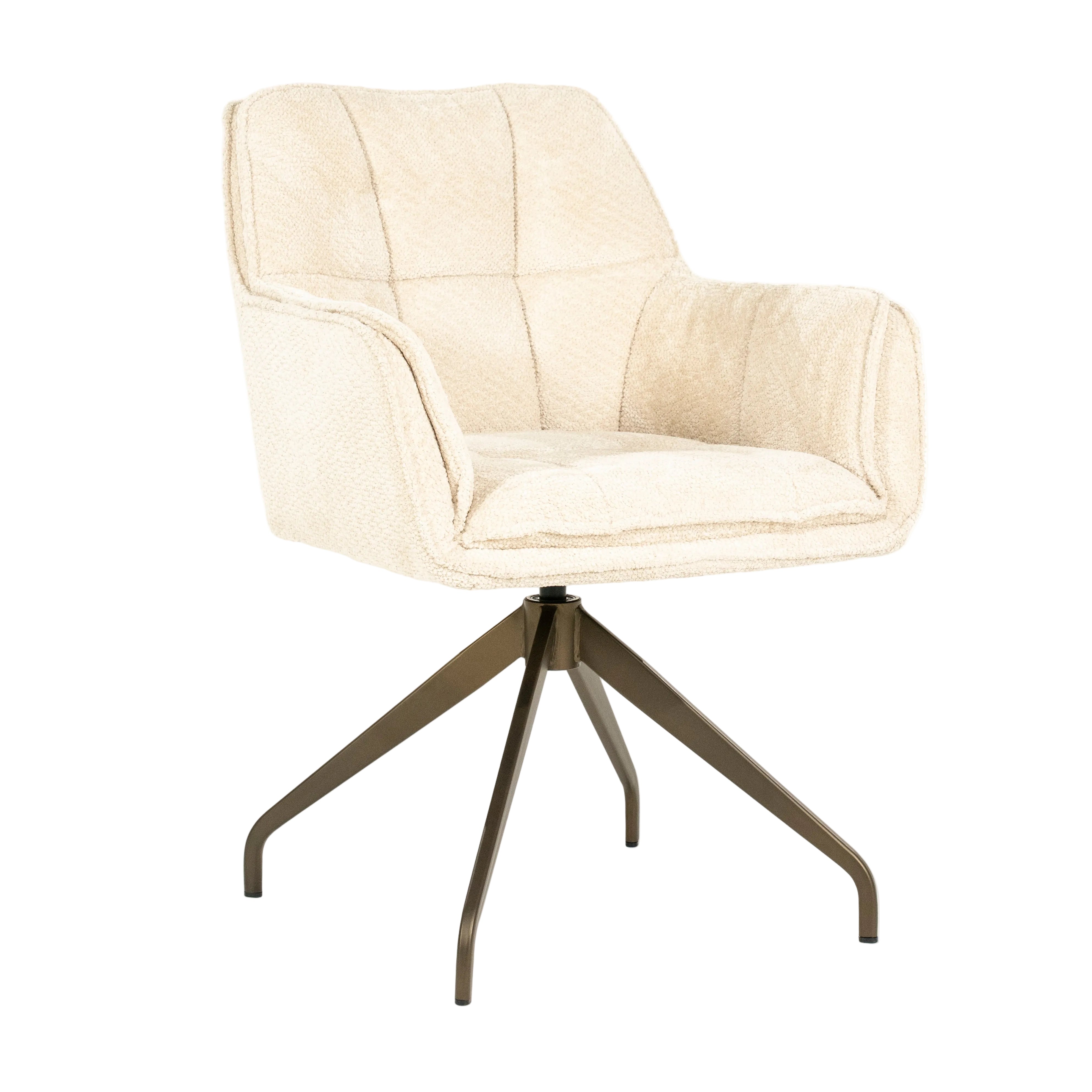 HUGO swivel chair beige with dark brown base