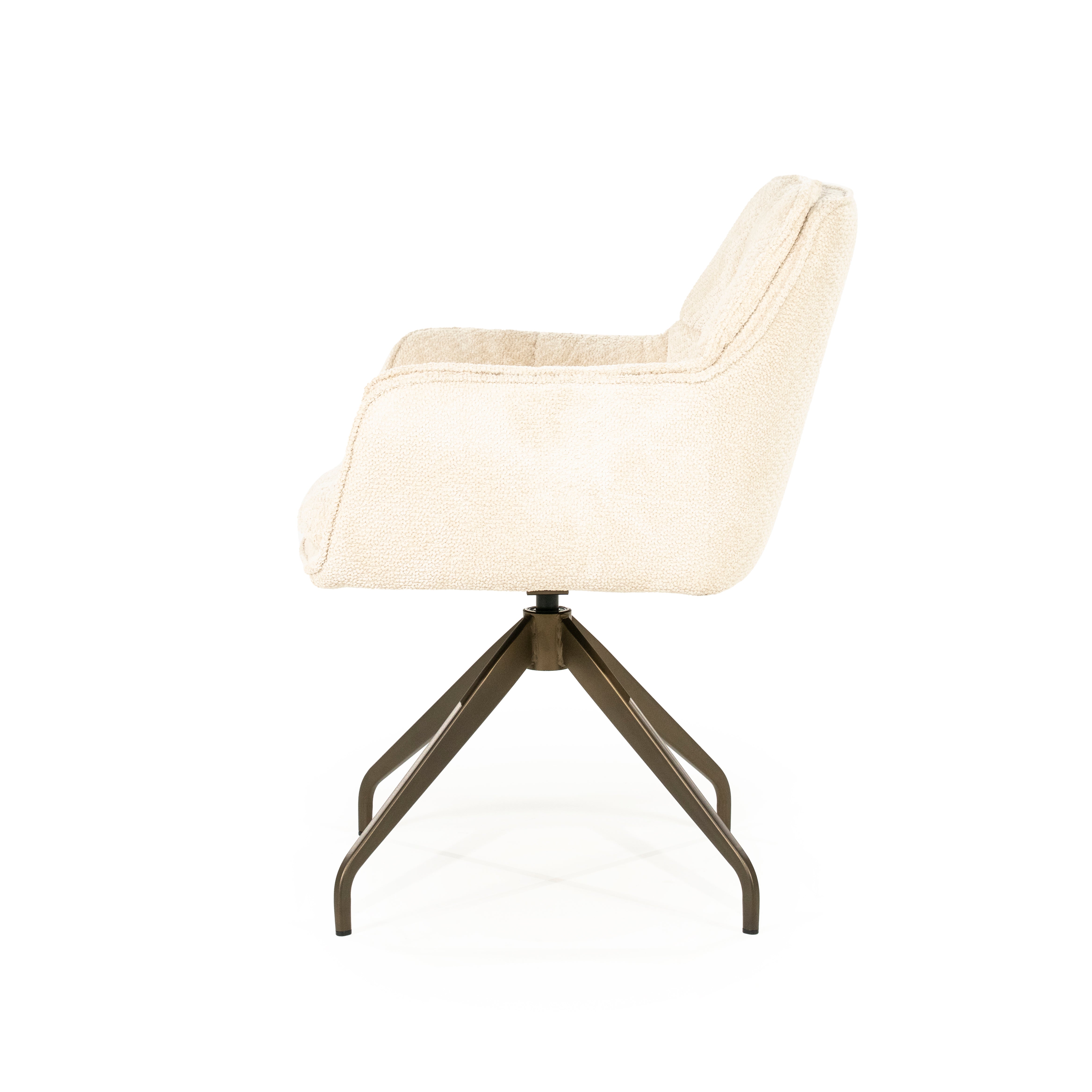 HUGO swivel chair beige with dark brown base