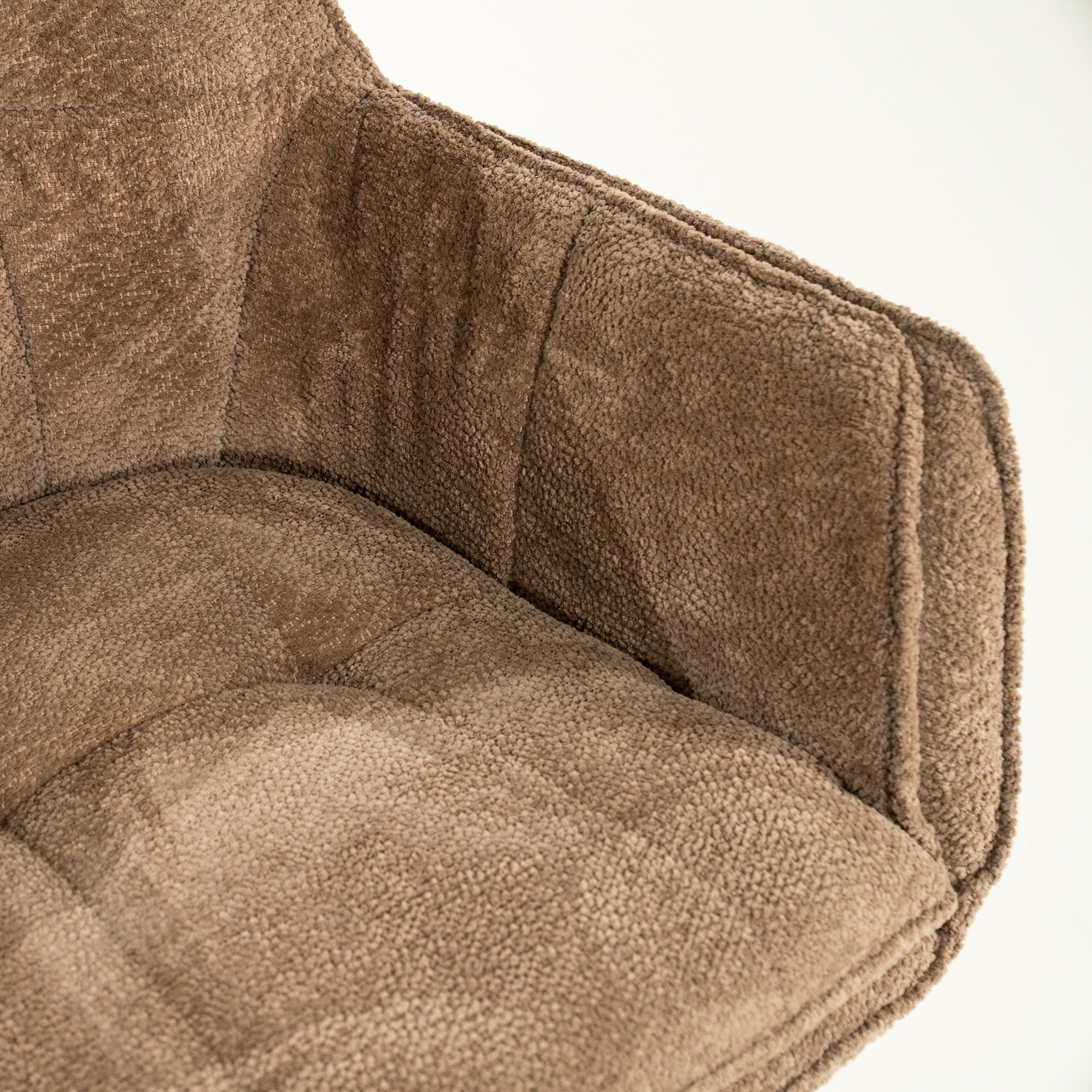 HUGO taupe swivel chair with dark brown base