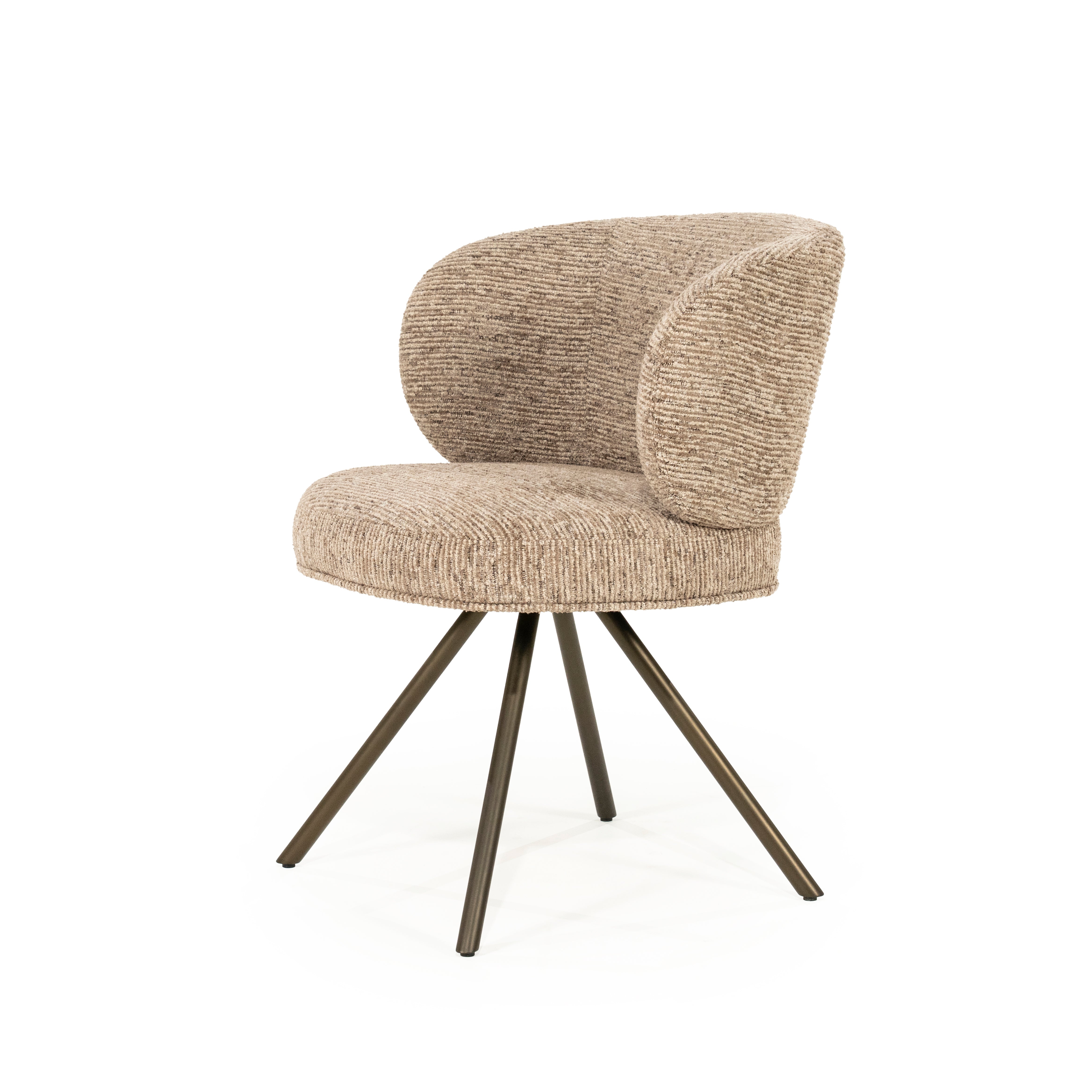 JAYSON taupe swivel chair with dark brown base