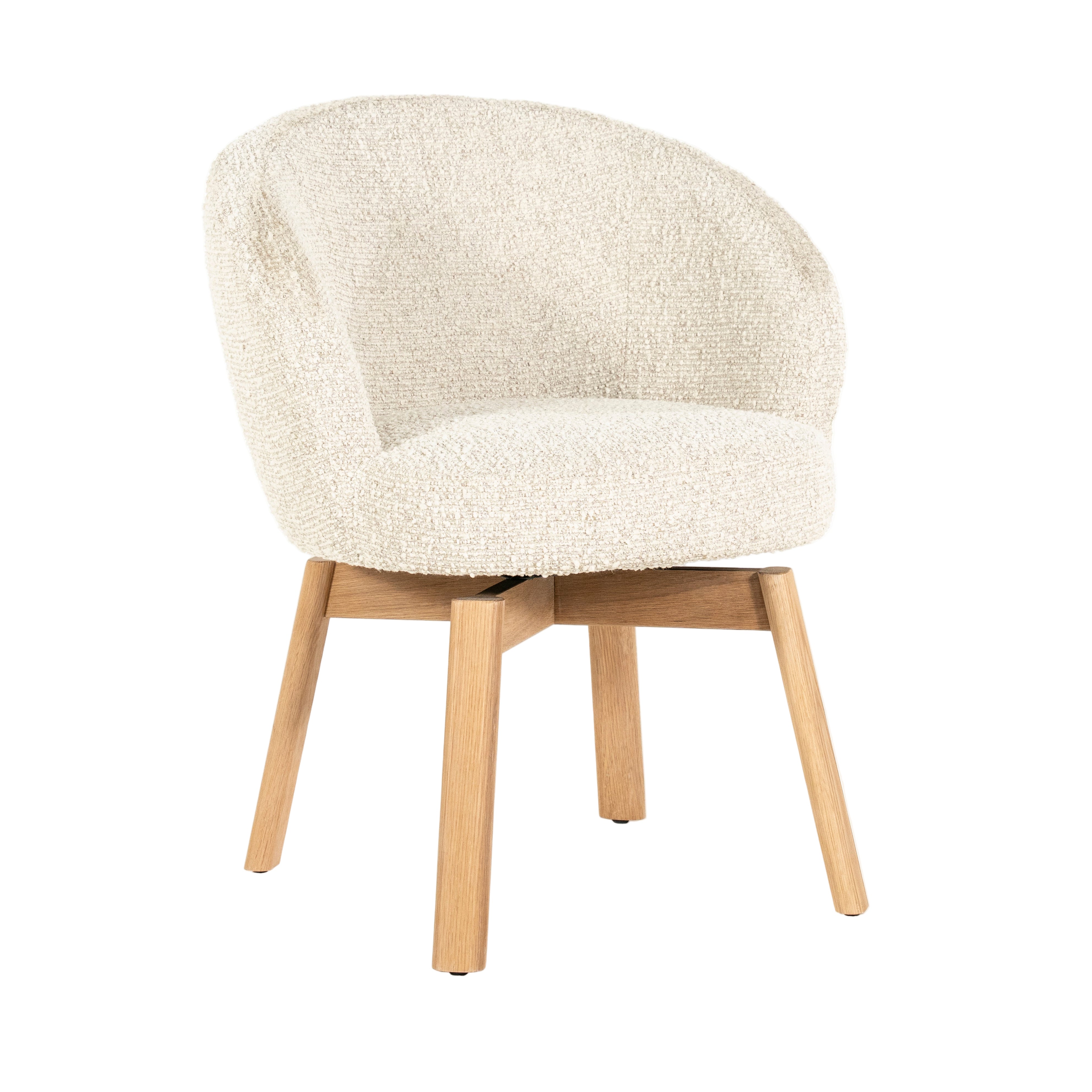 LIVIA cream swivel chair with wooden base