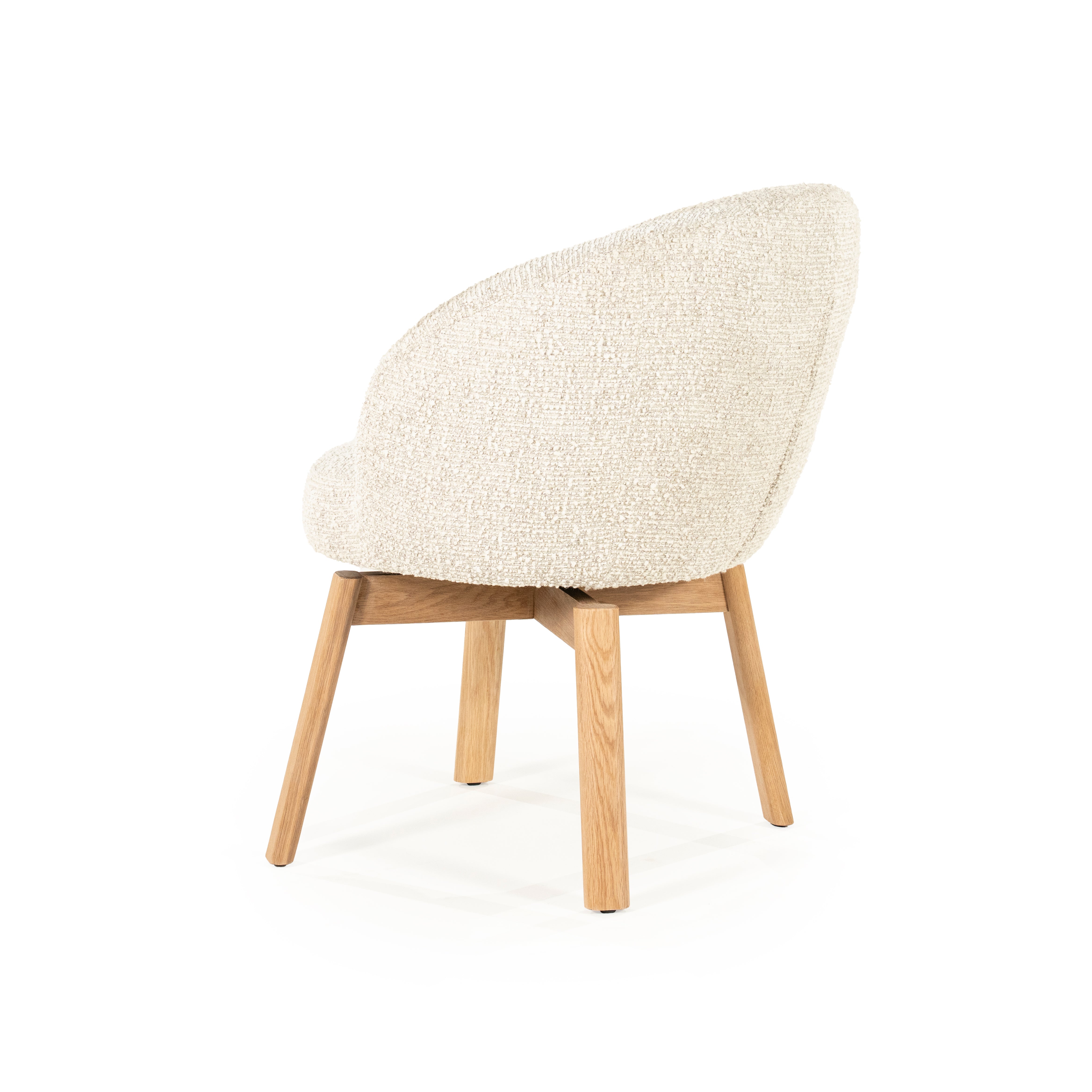 LIVIA cream swivel chair with wooden base