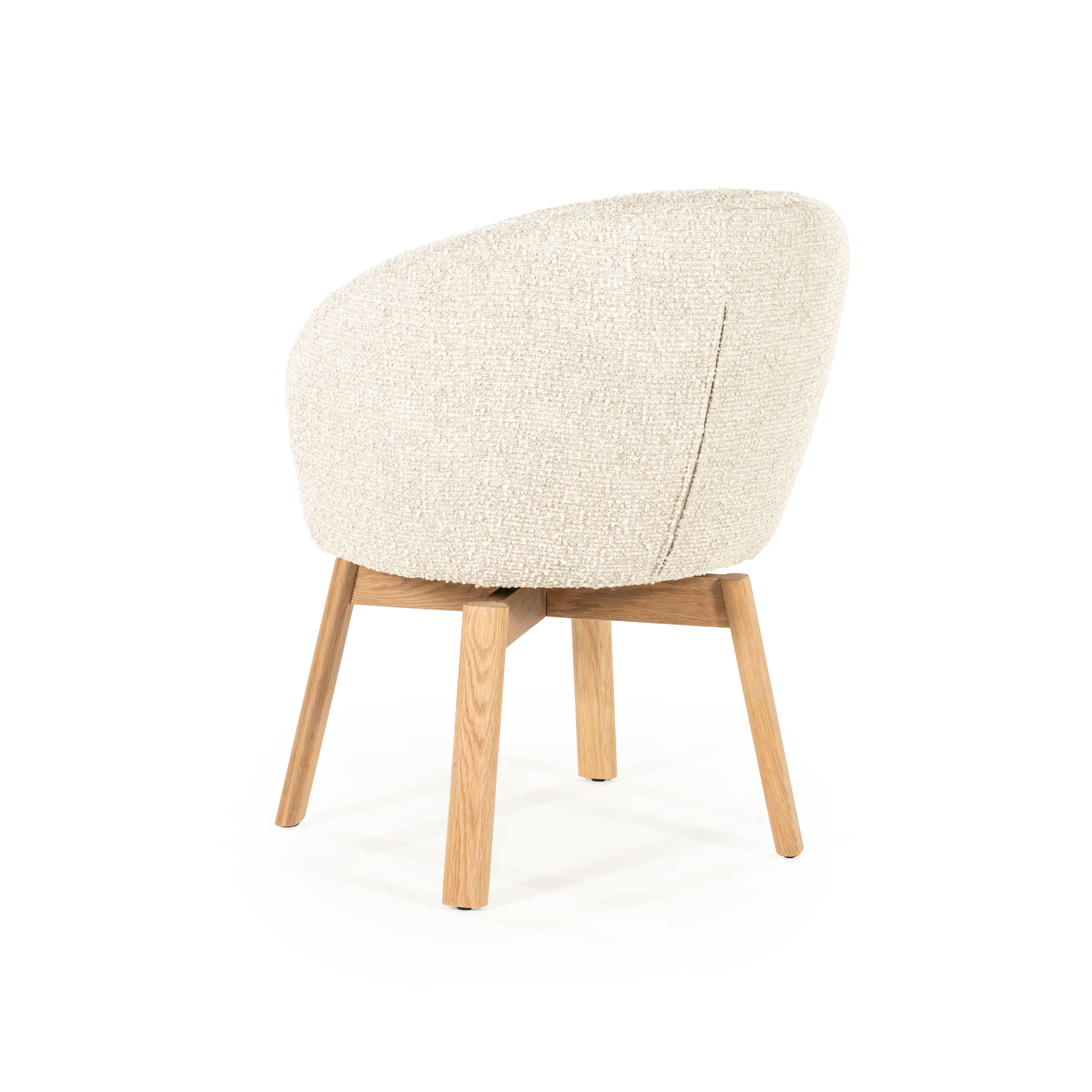 LIVIA cream swivel chair with wooden base