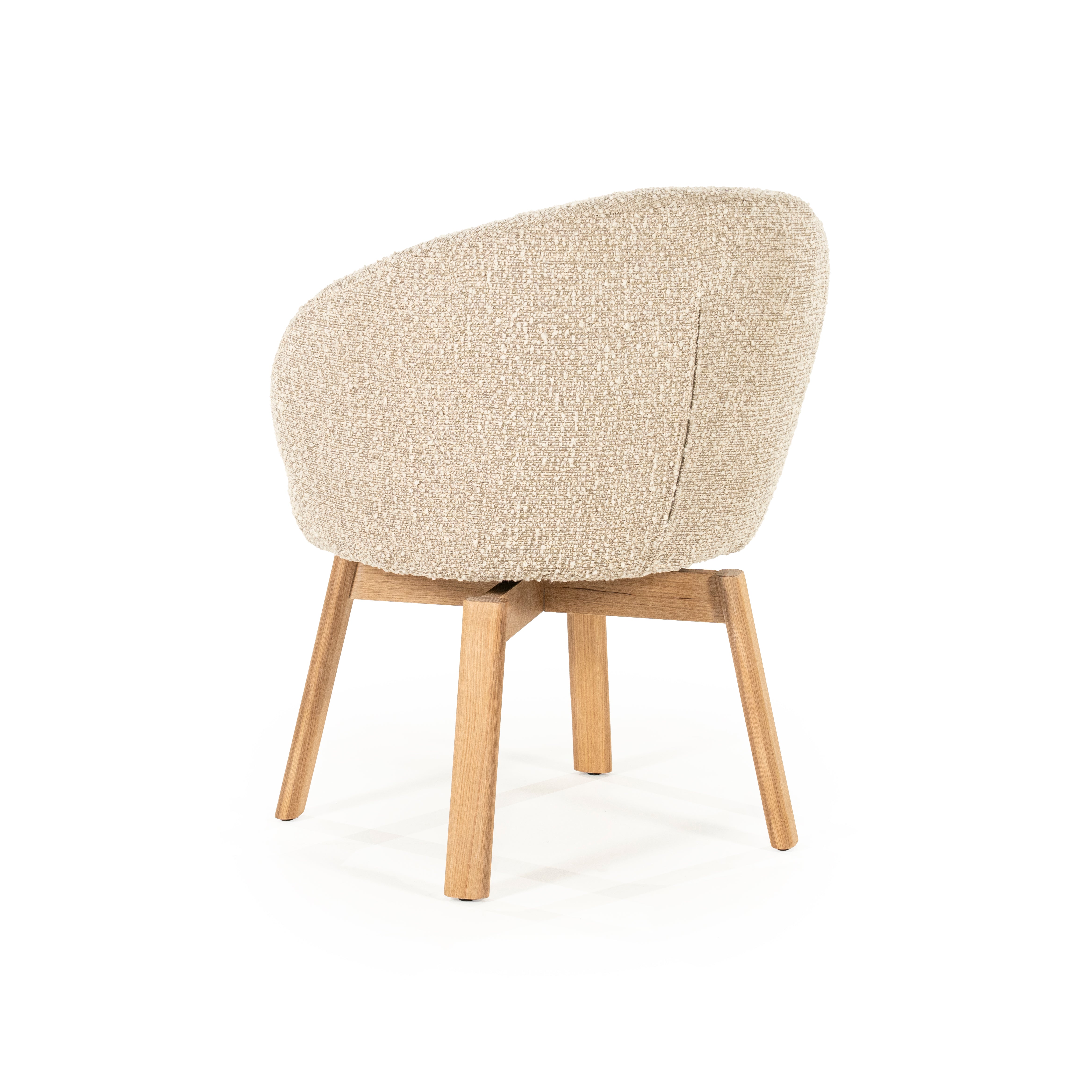 LIVIA swivel chair beige with wooden base