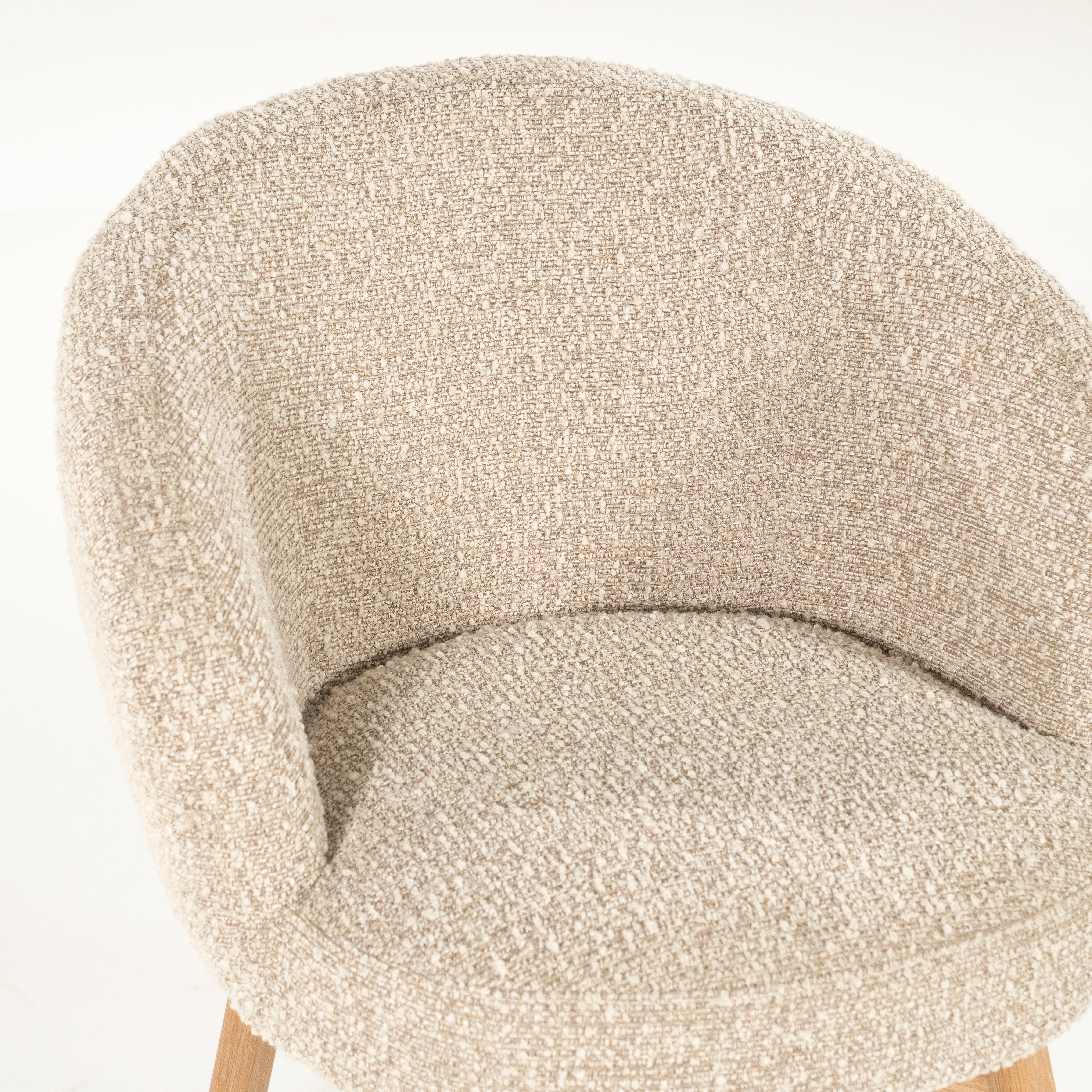 LIVIA swivel chair beige with wooden base