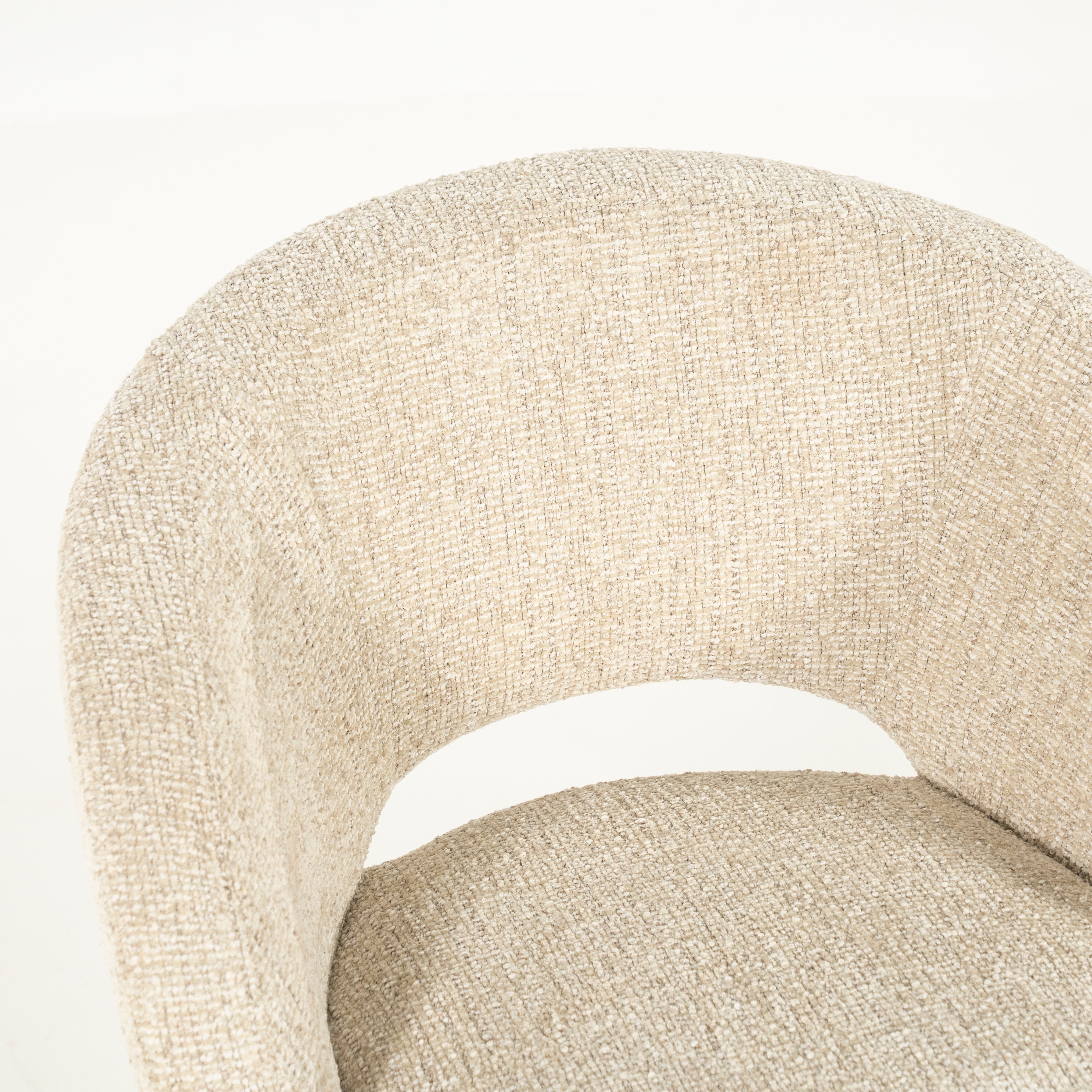ALISSA swivel chair beige with dark brown base