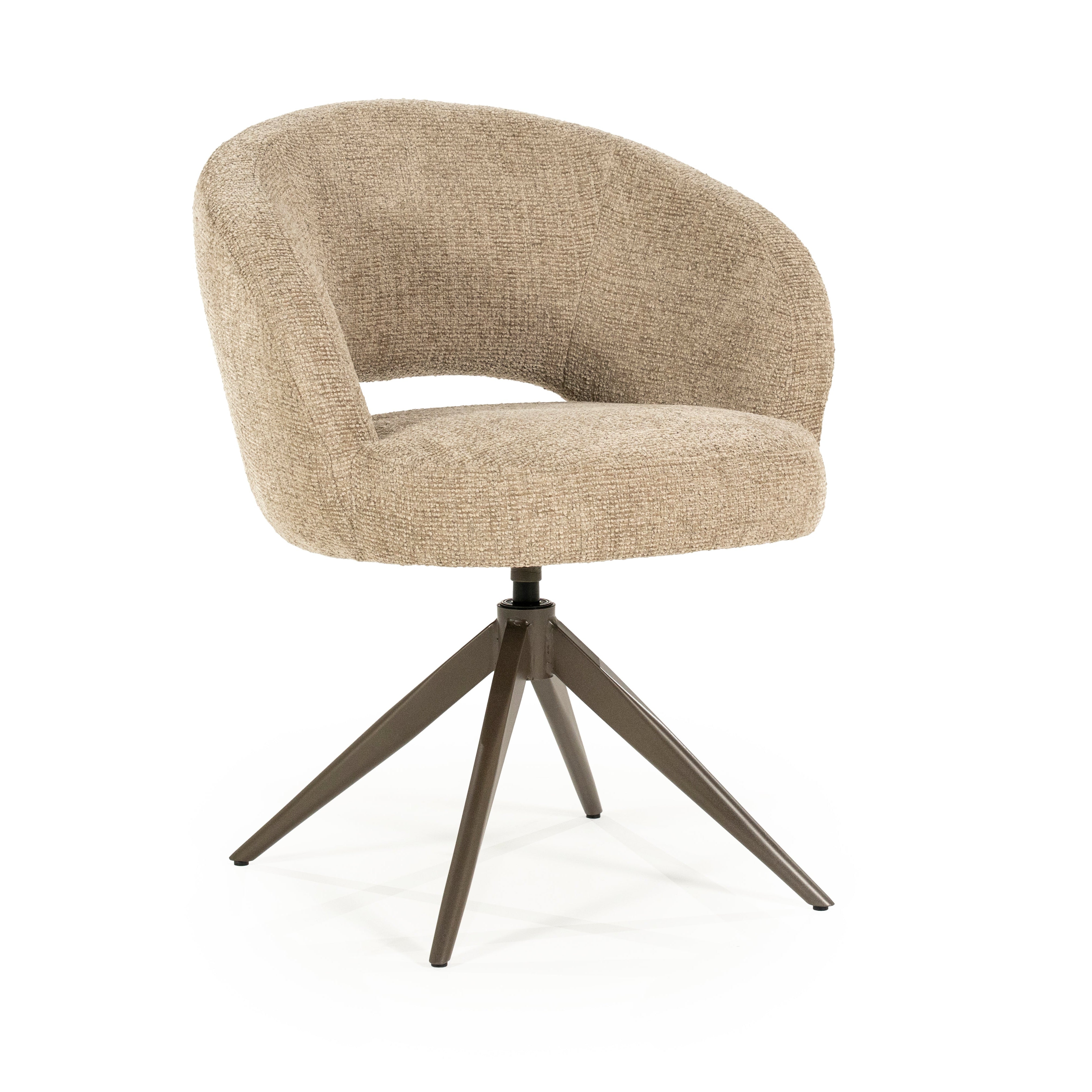 ALISSA taupe swivel chair with dark brown base