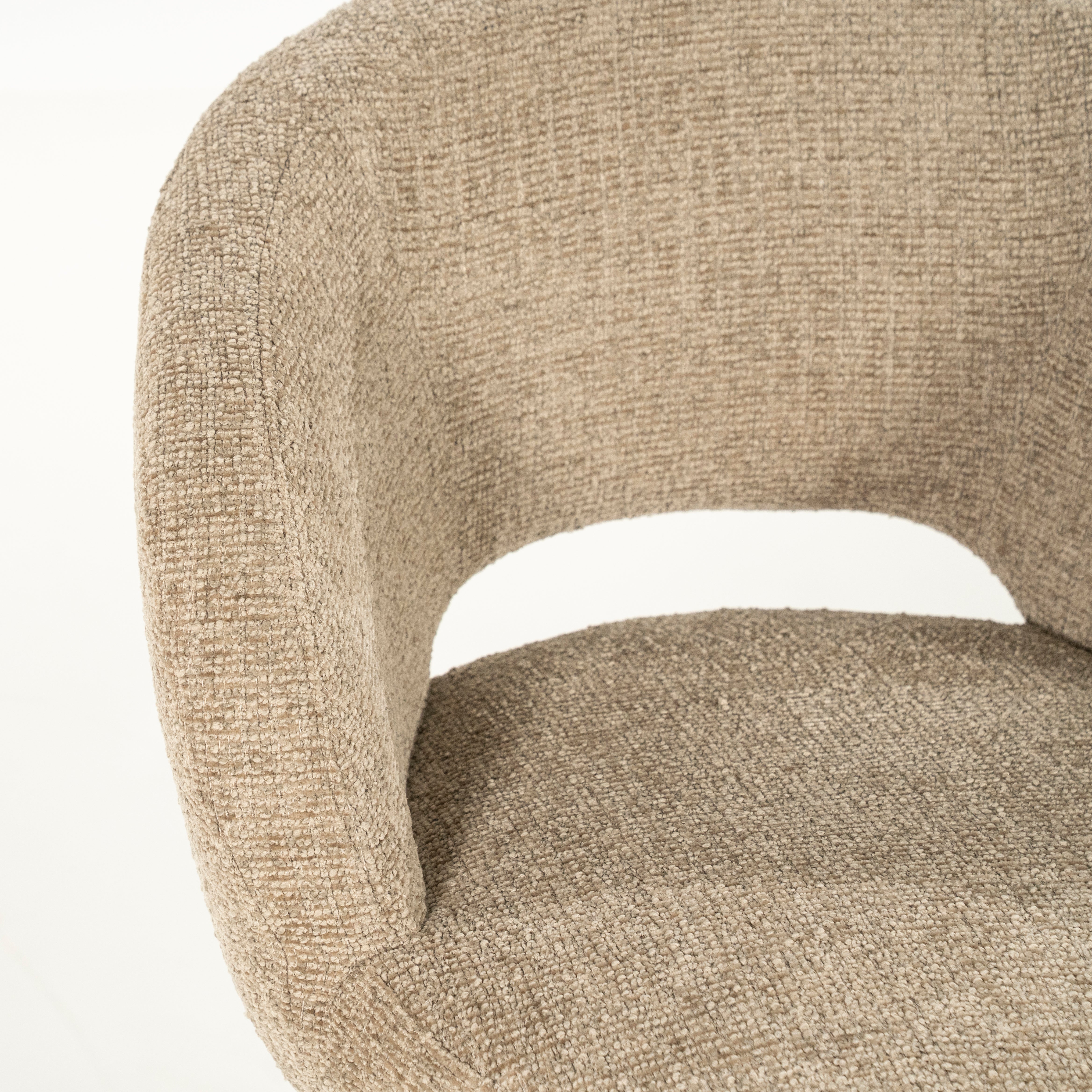 ALISSA taupe swivel chair with dark brown base