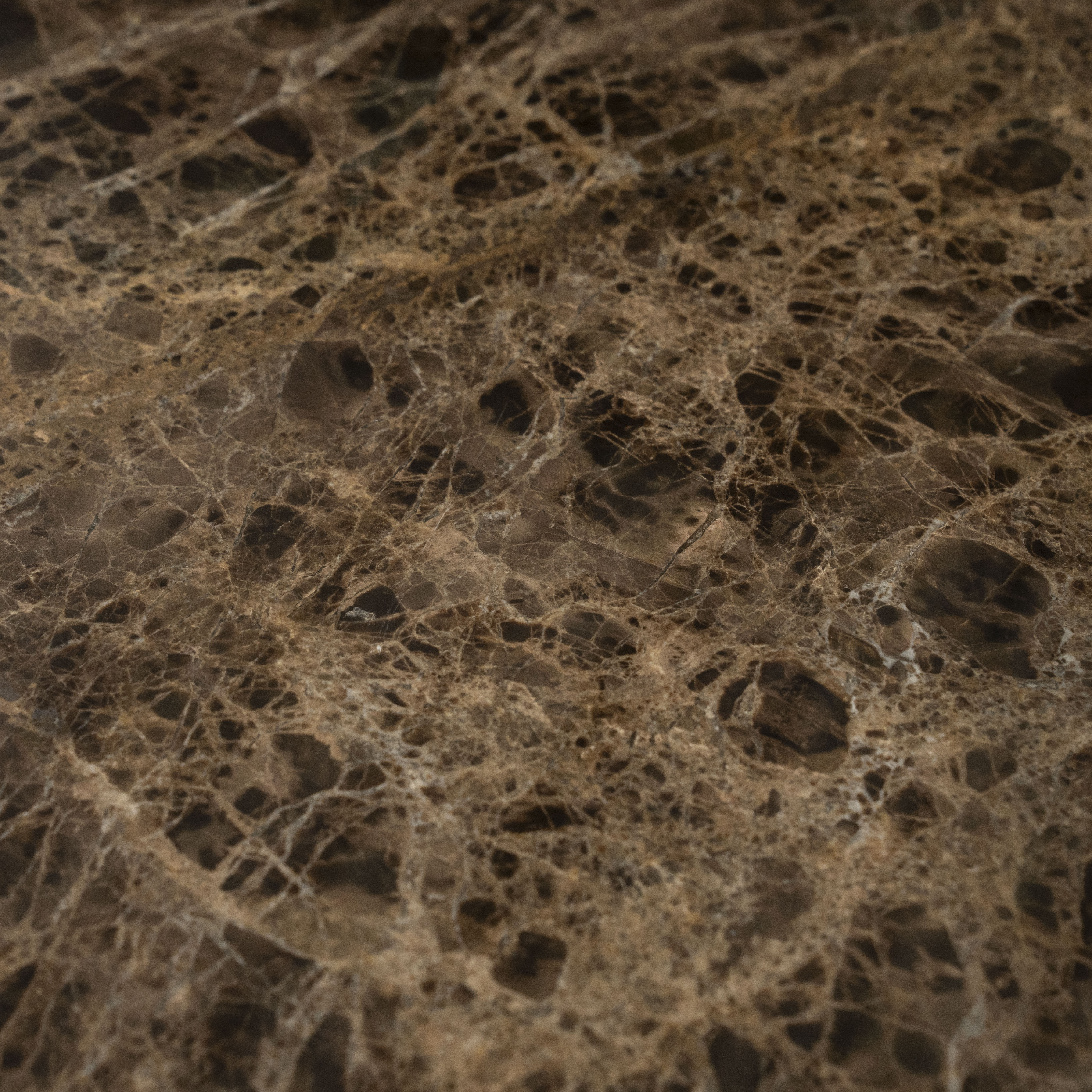 Stolik kawowy LUIGI brązowy marmur z metalową podstawą