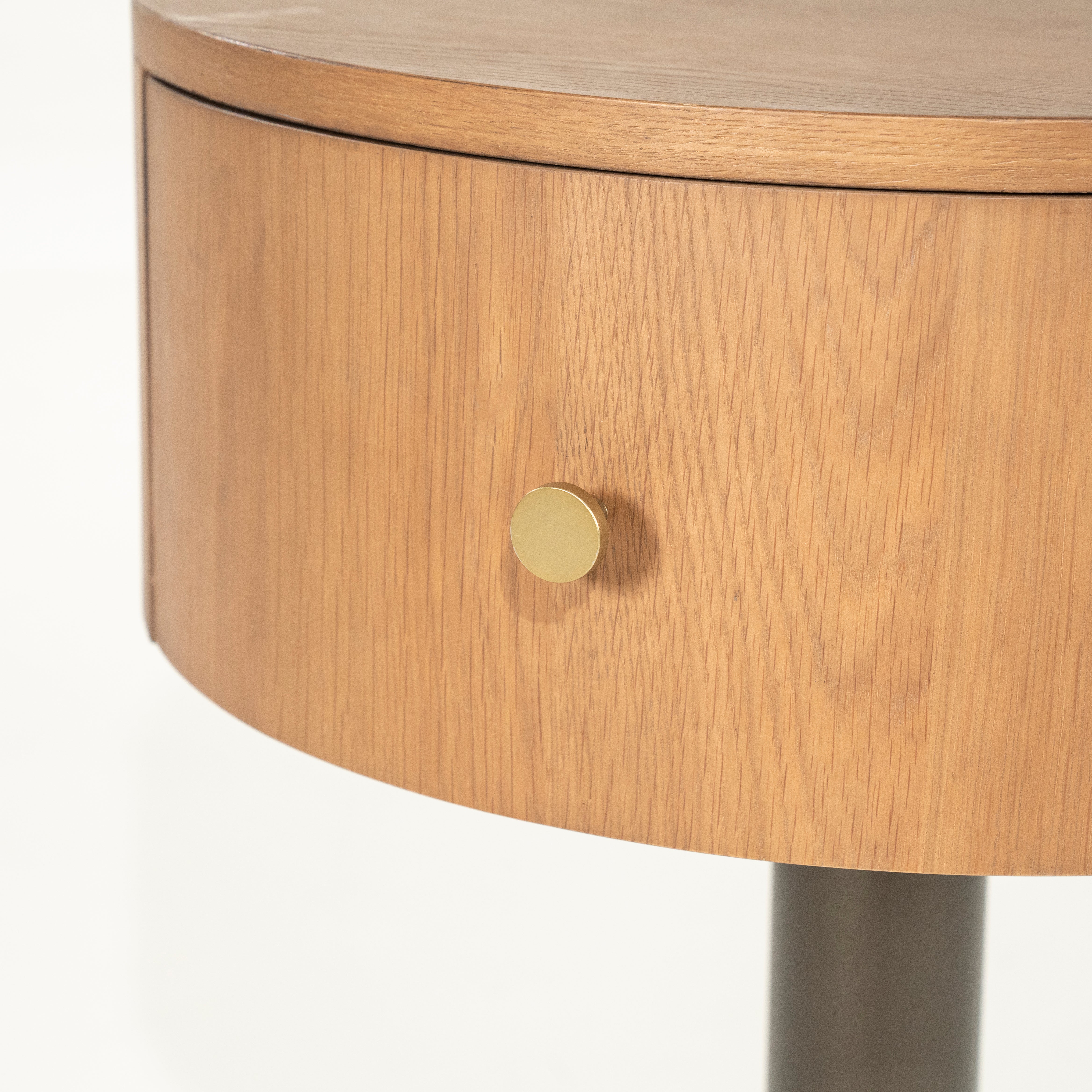 Szafka nocna SKYE ciemne drewno dębowe z metalową podstawą