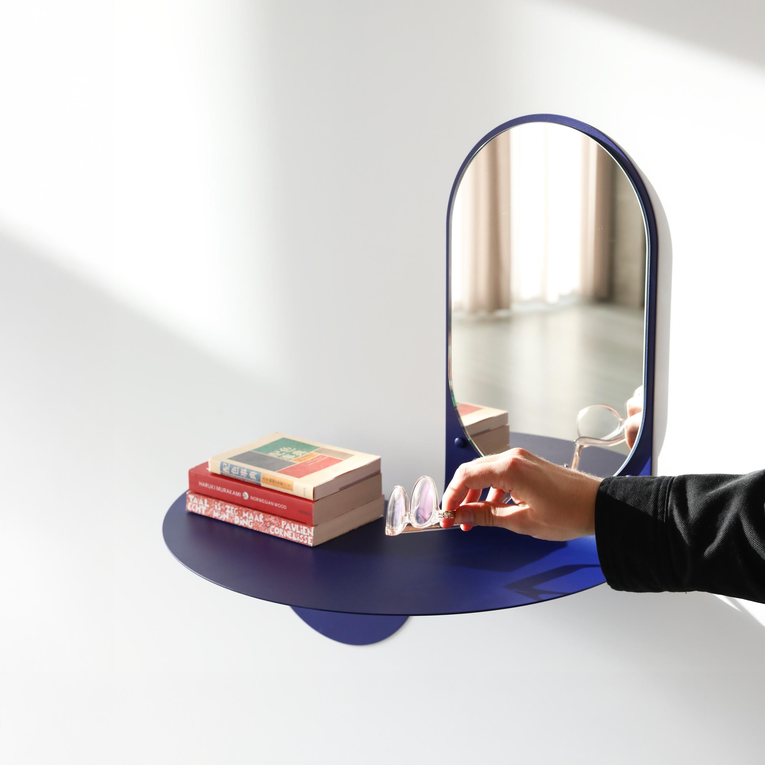 Lustro ścienne z półką FLIP niebieski