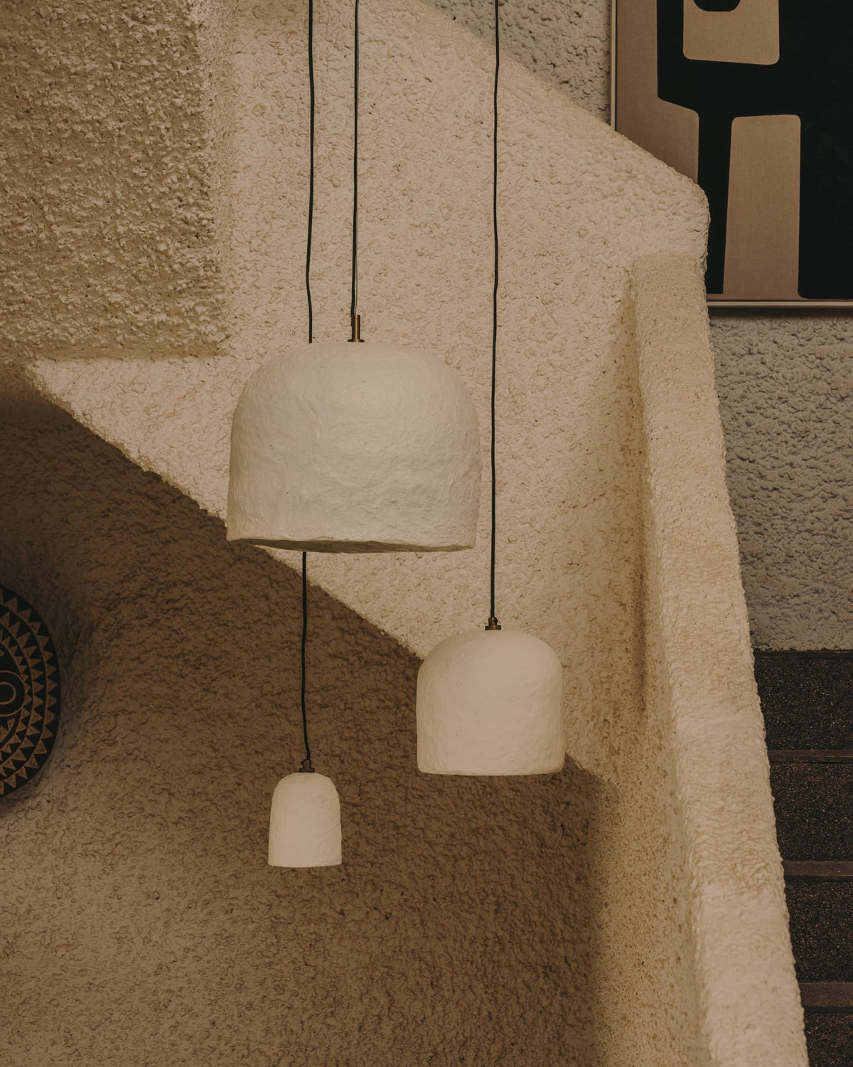 Lampa wisząca CALVIA biały papier mâché – ujęcie 4