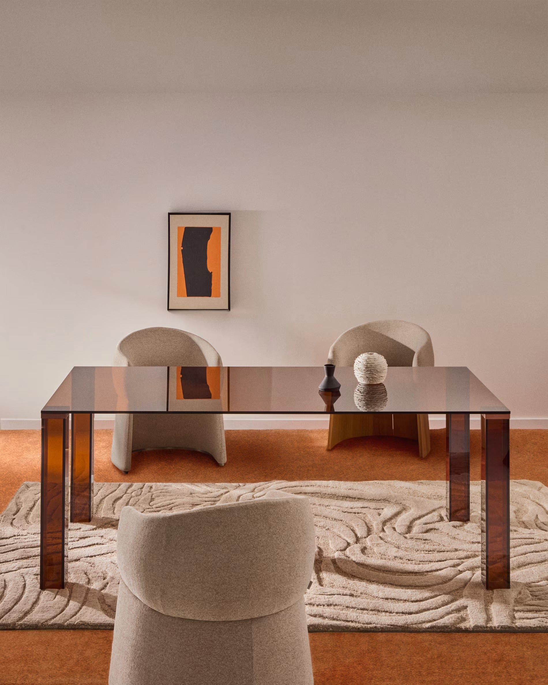 ADULARIA Table Brown Tempered Glass