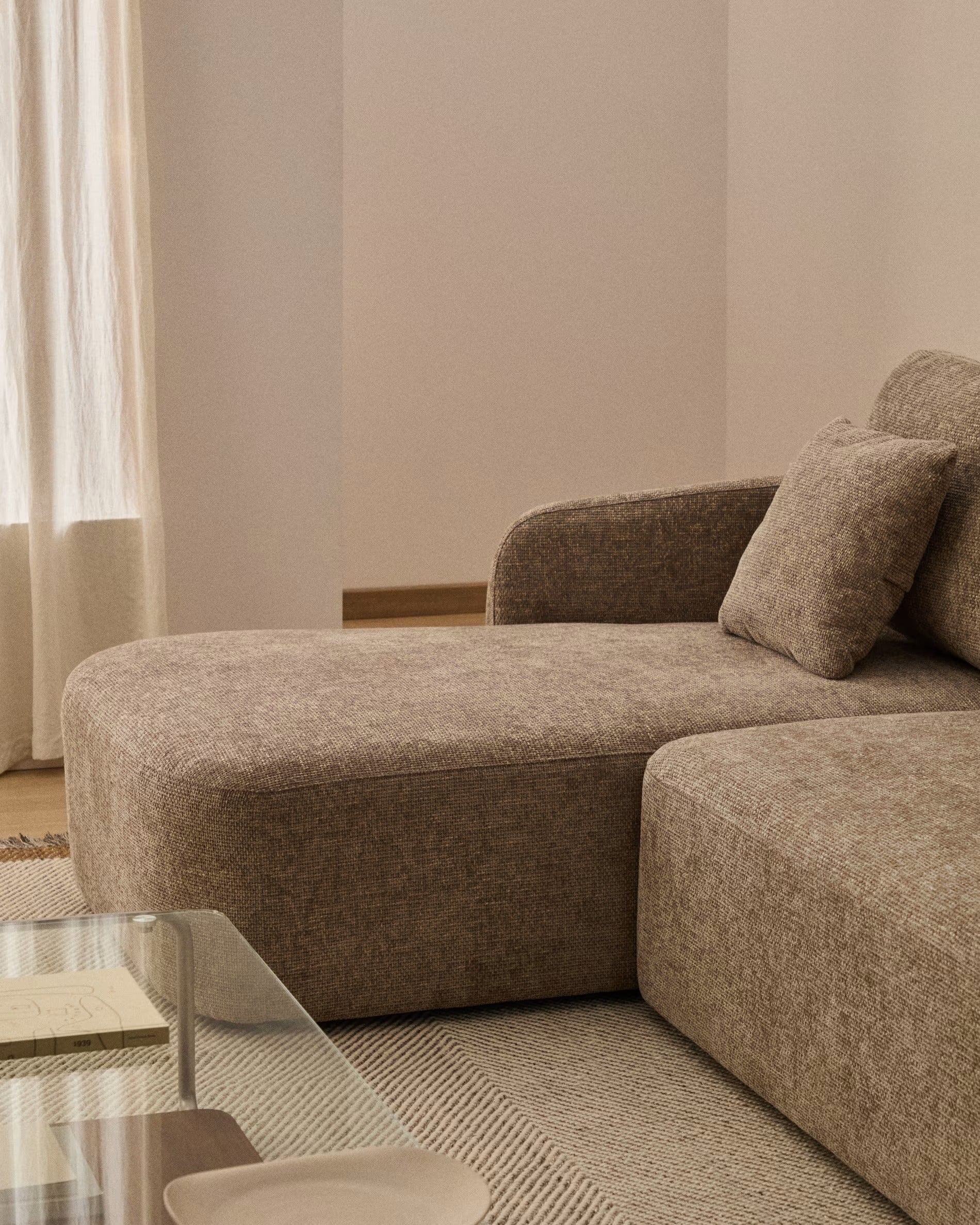 Narożnik lewostronny 3-osobowy z funkcją spania LAIRA taupe