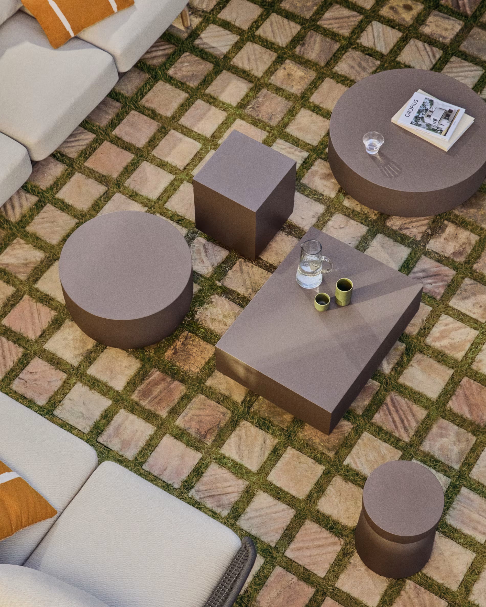 GARBET Brown Cement Side Table