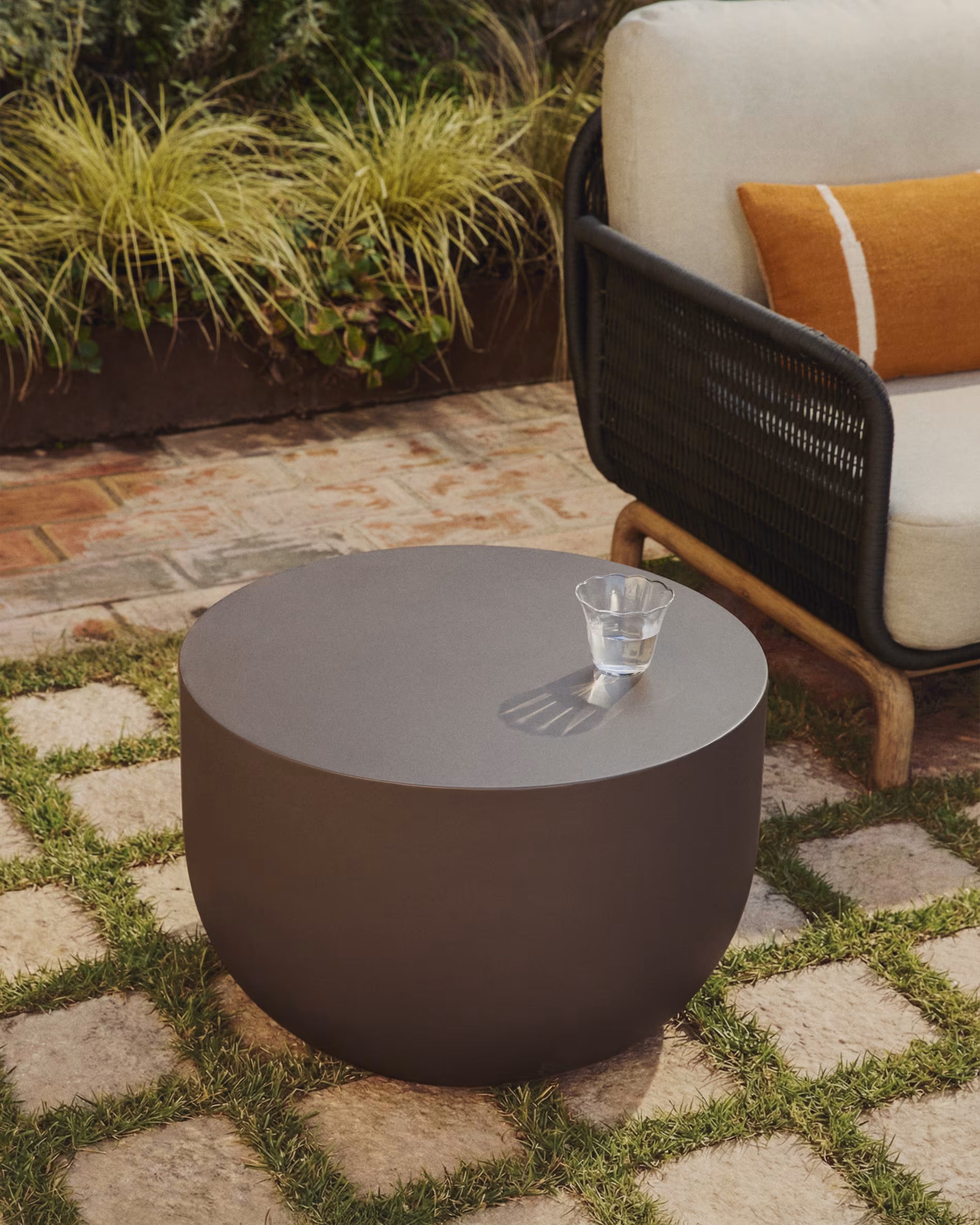 GARBET Brown Cement Side Table