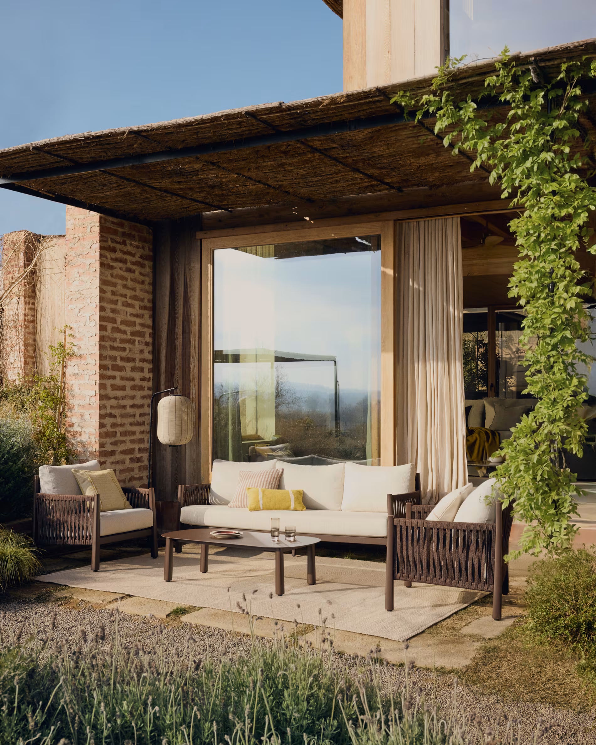 Gartenmöbelset ALERIA beige mit dunklem Gestell