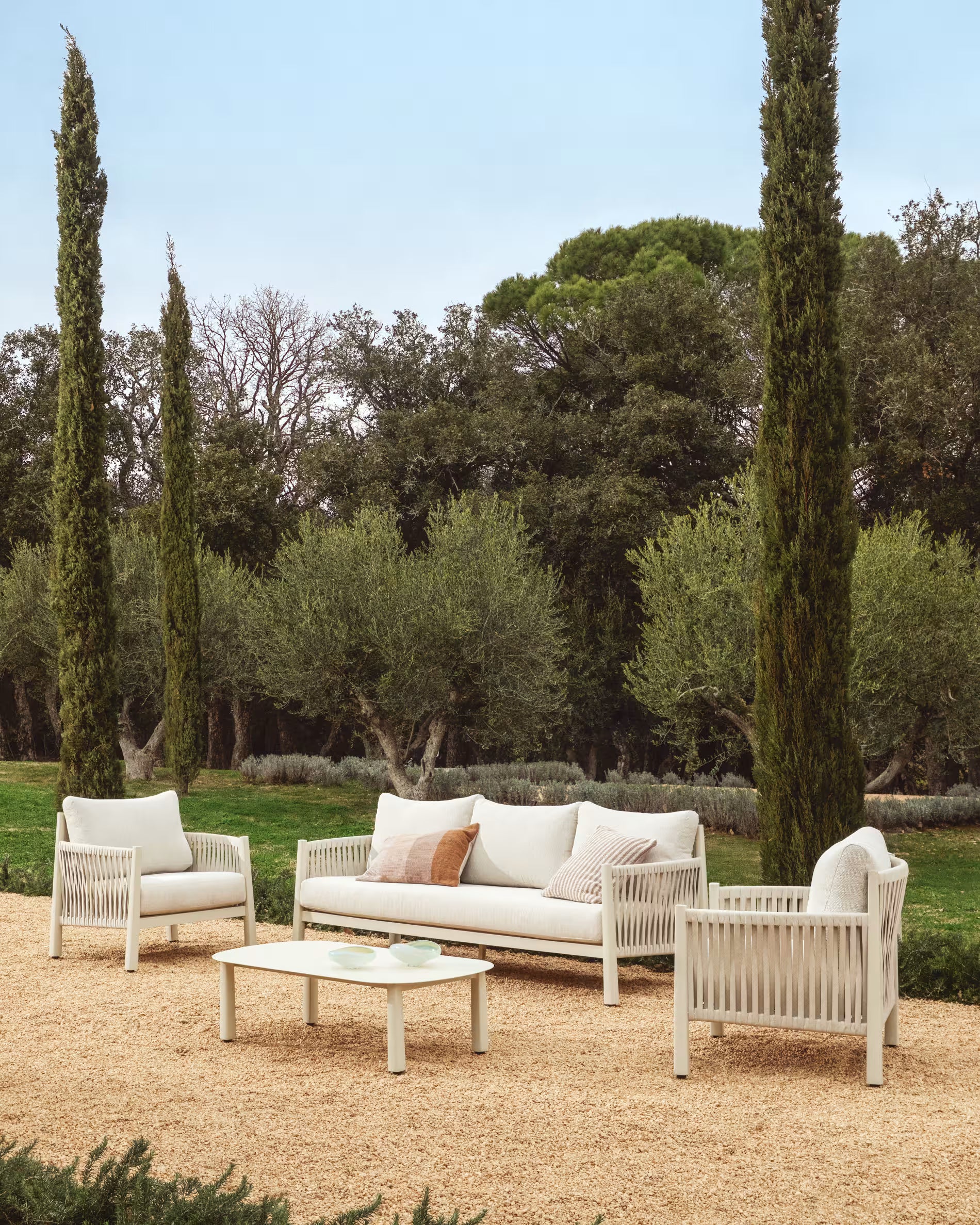 Gartenmöbelset ALERIA beige mit heller Basis