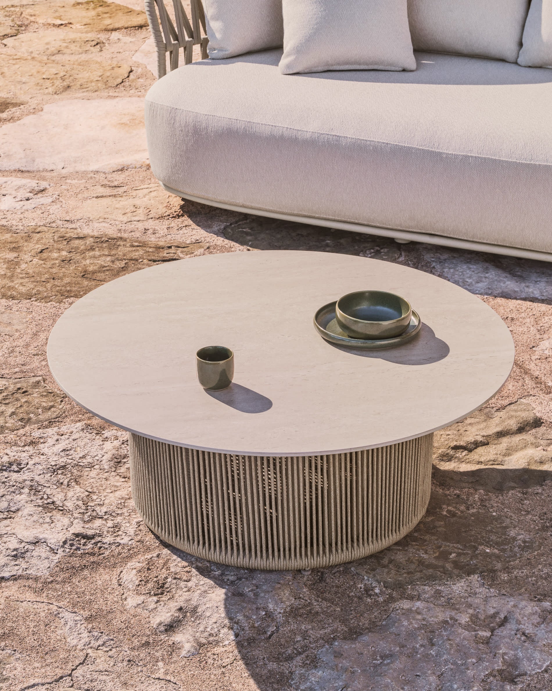 OROSEI ecru garden coffee table with beige