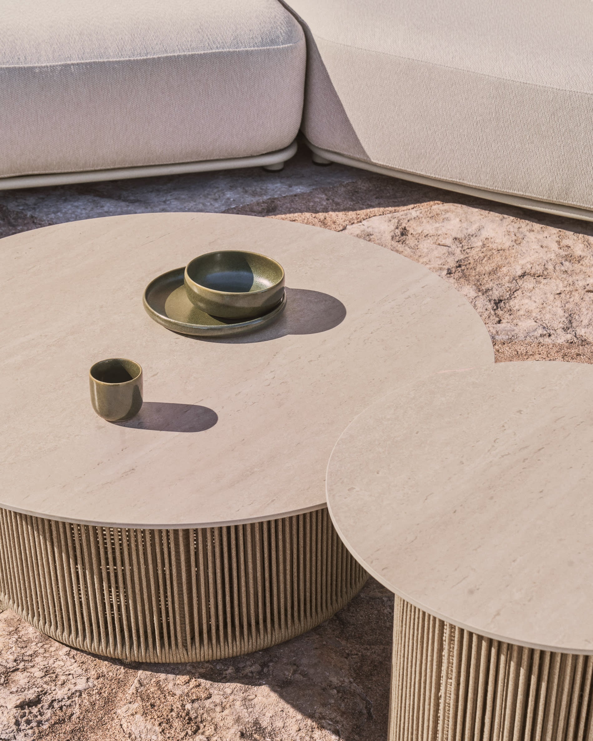 OROSEI ecru garden coffee table with beige