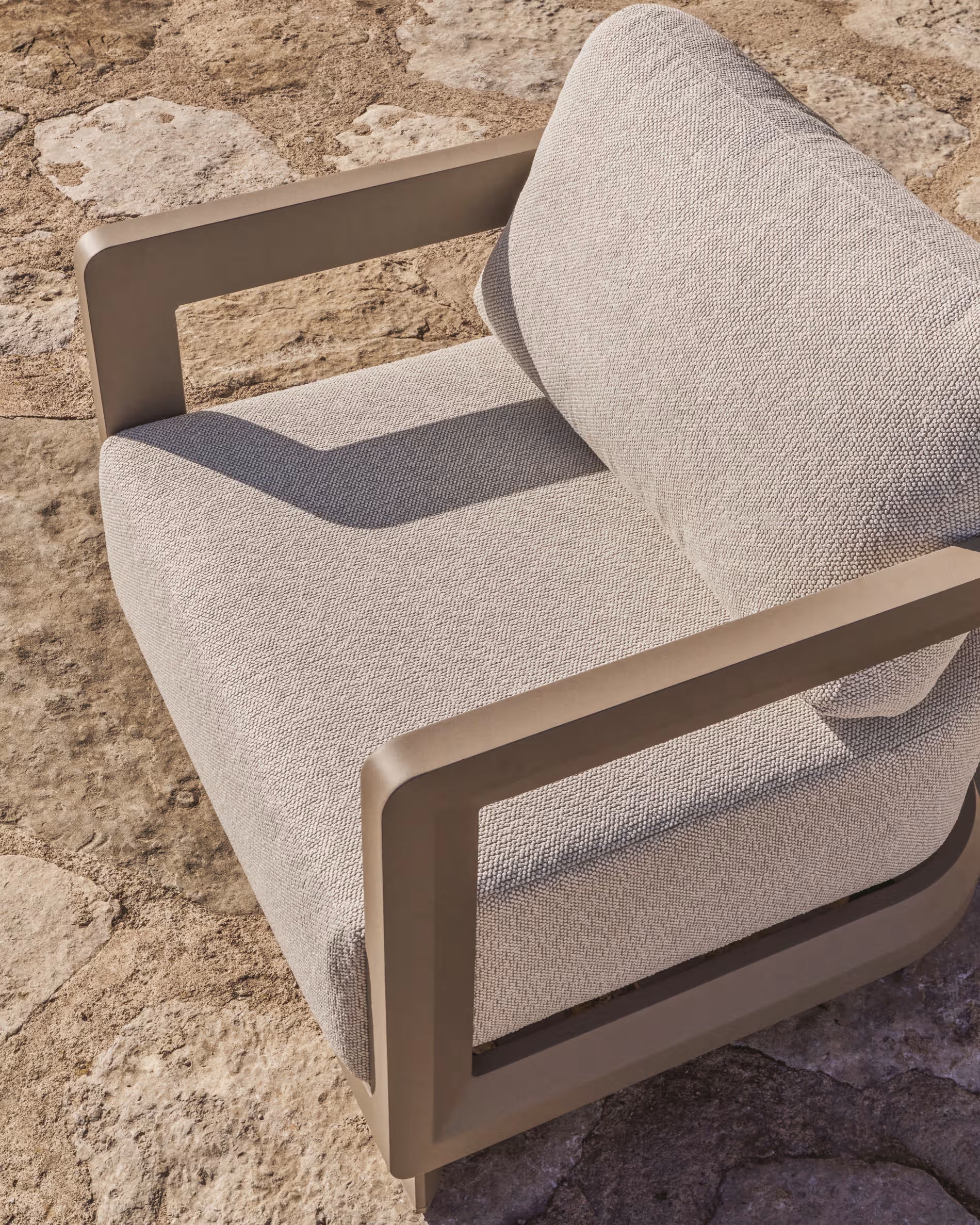 NERANO Light Beige Garden Armchair with Gray Beige Base