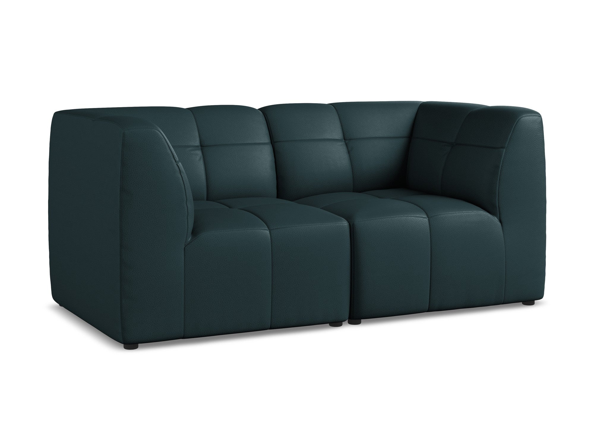 Modulares 2-Sitzer Sofa ALOHA in Meeresfarbe aus ökologischem Leder