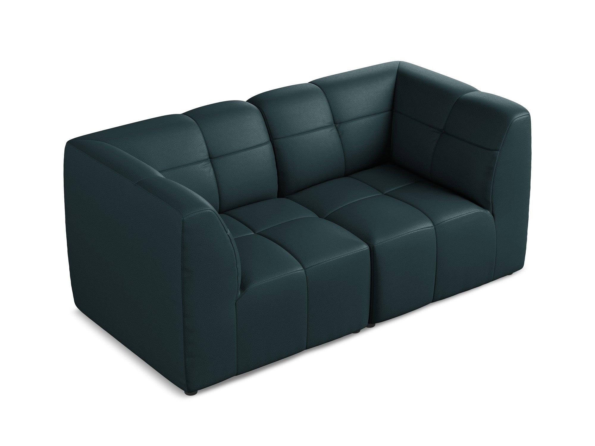 Modulares 2-Sitzer Sofa ALOHA in Meeresfarbe aus ökologischem Leder