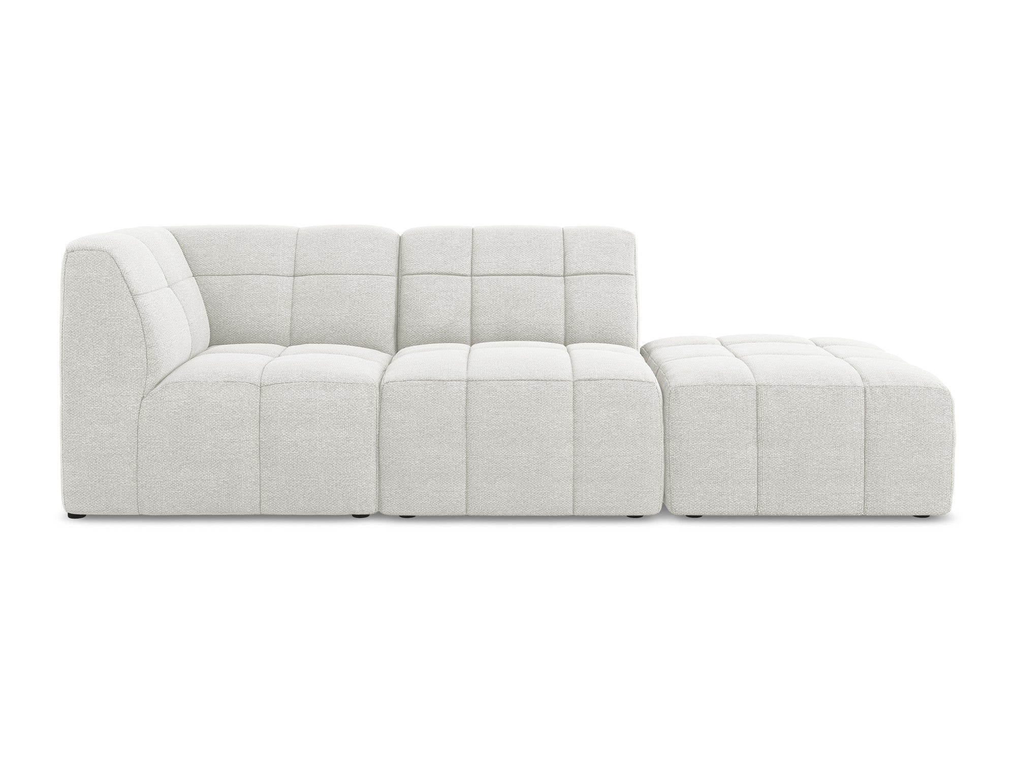 Left-facing open modular sofa ALOHA white boucle 3-seater
