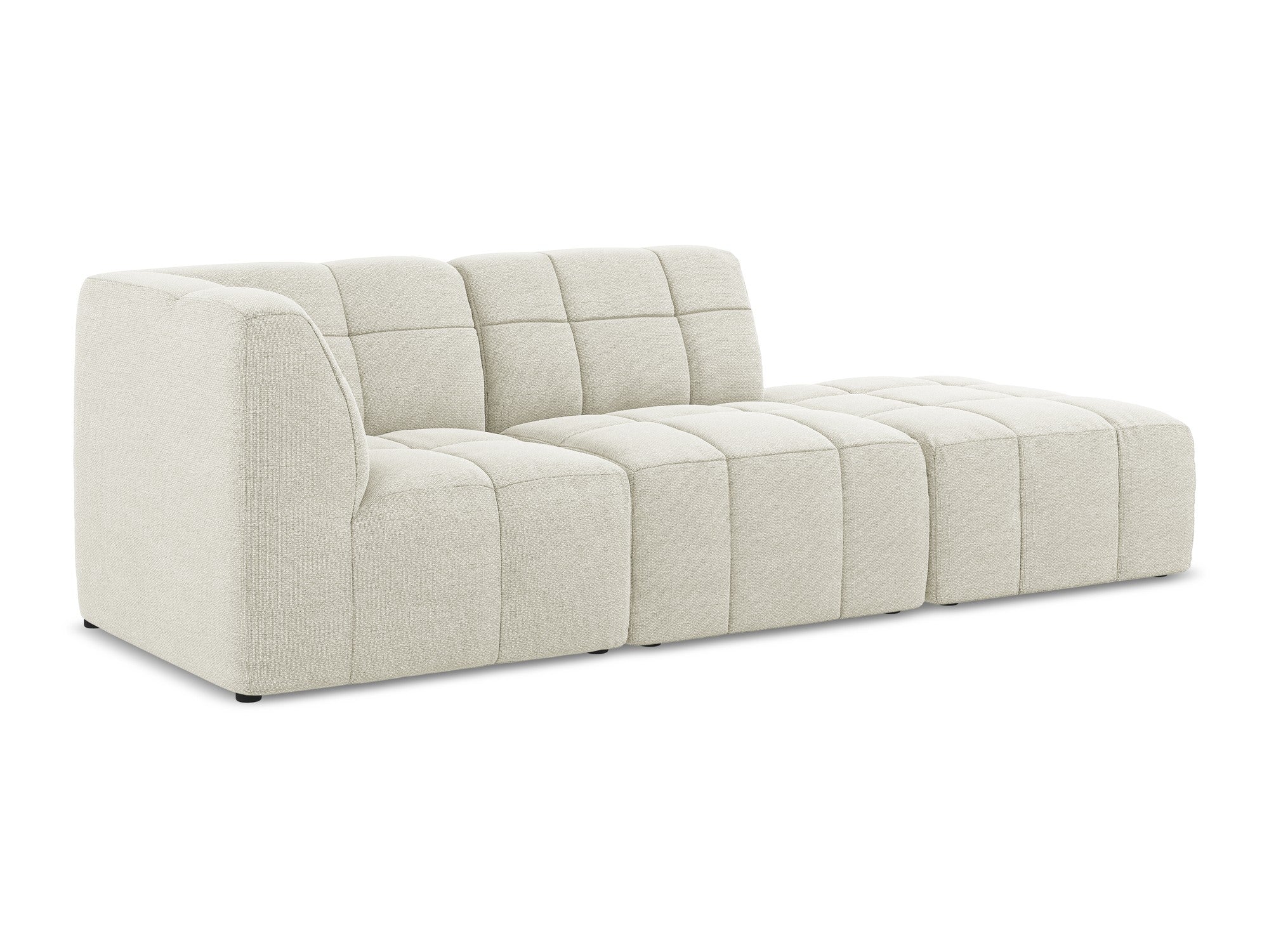 Left-facing open modular 3-seater sofa ALOHA sand boucle