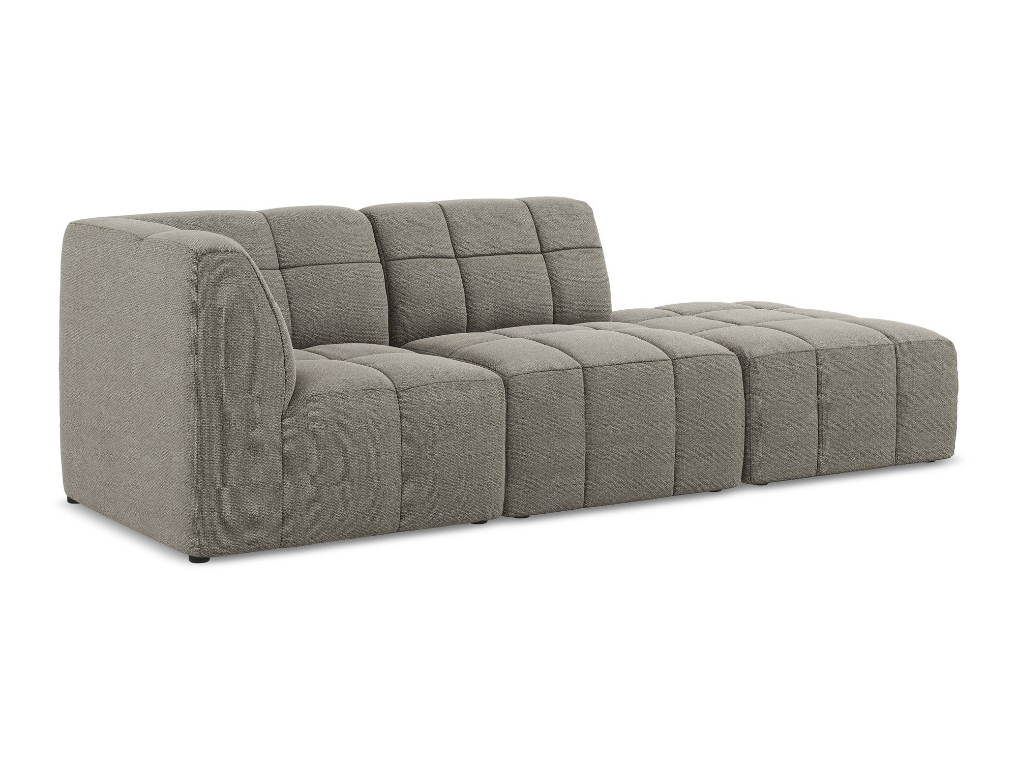 Left-facing open modular 3-seater sofa ALOHA gray boucle