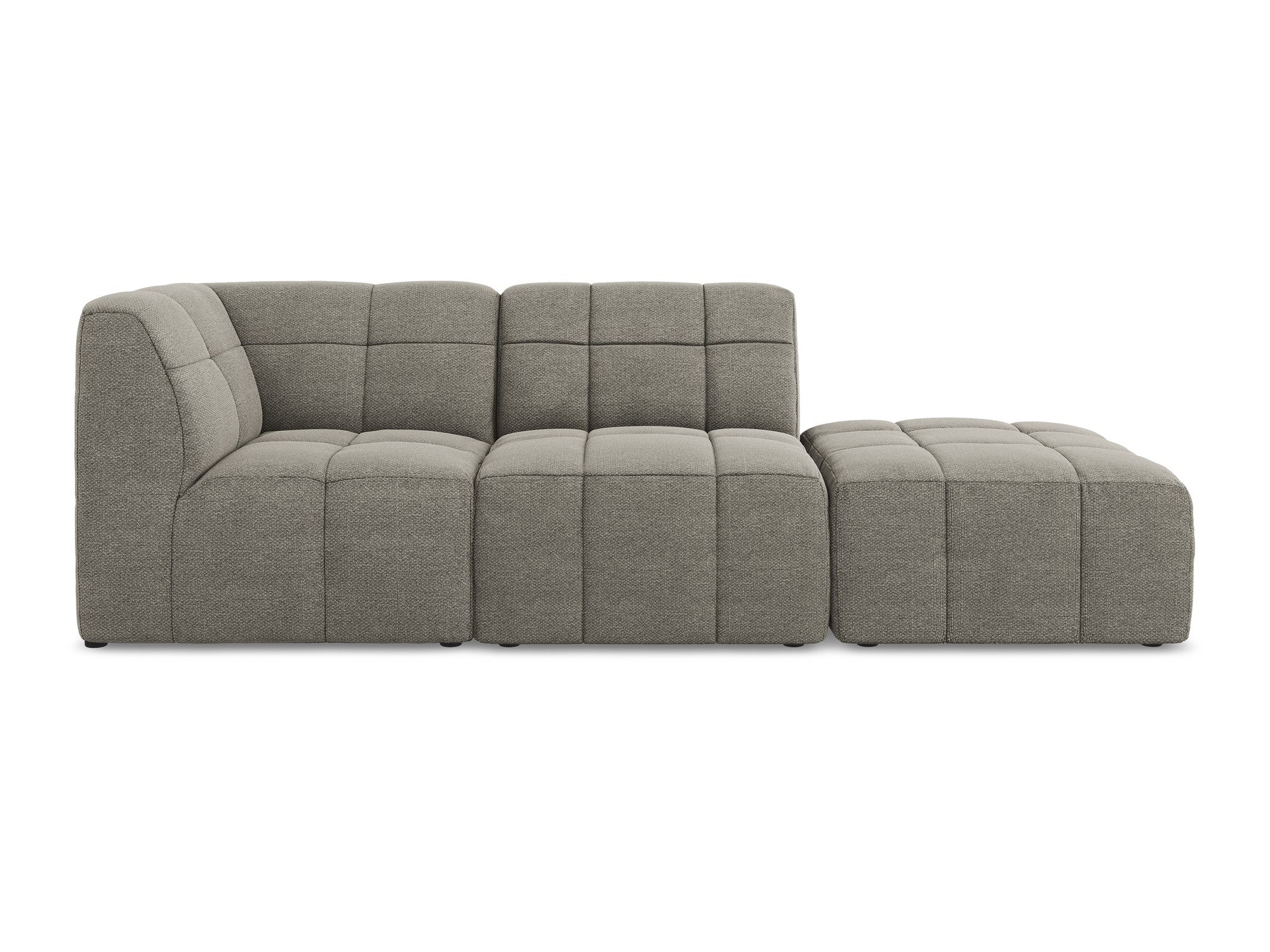 Left-facing open modular 3-seater sofa ALOHA gray boucle