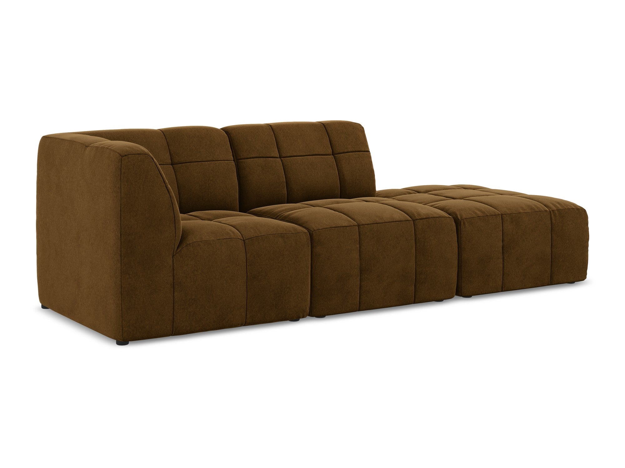Modulares Sofa aus Samt, linksseitig offen, 3-Sitzer ALOHA in Senfgelb