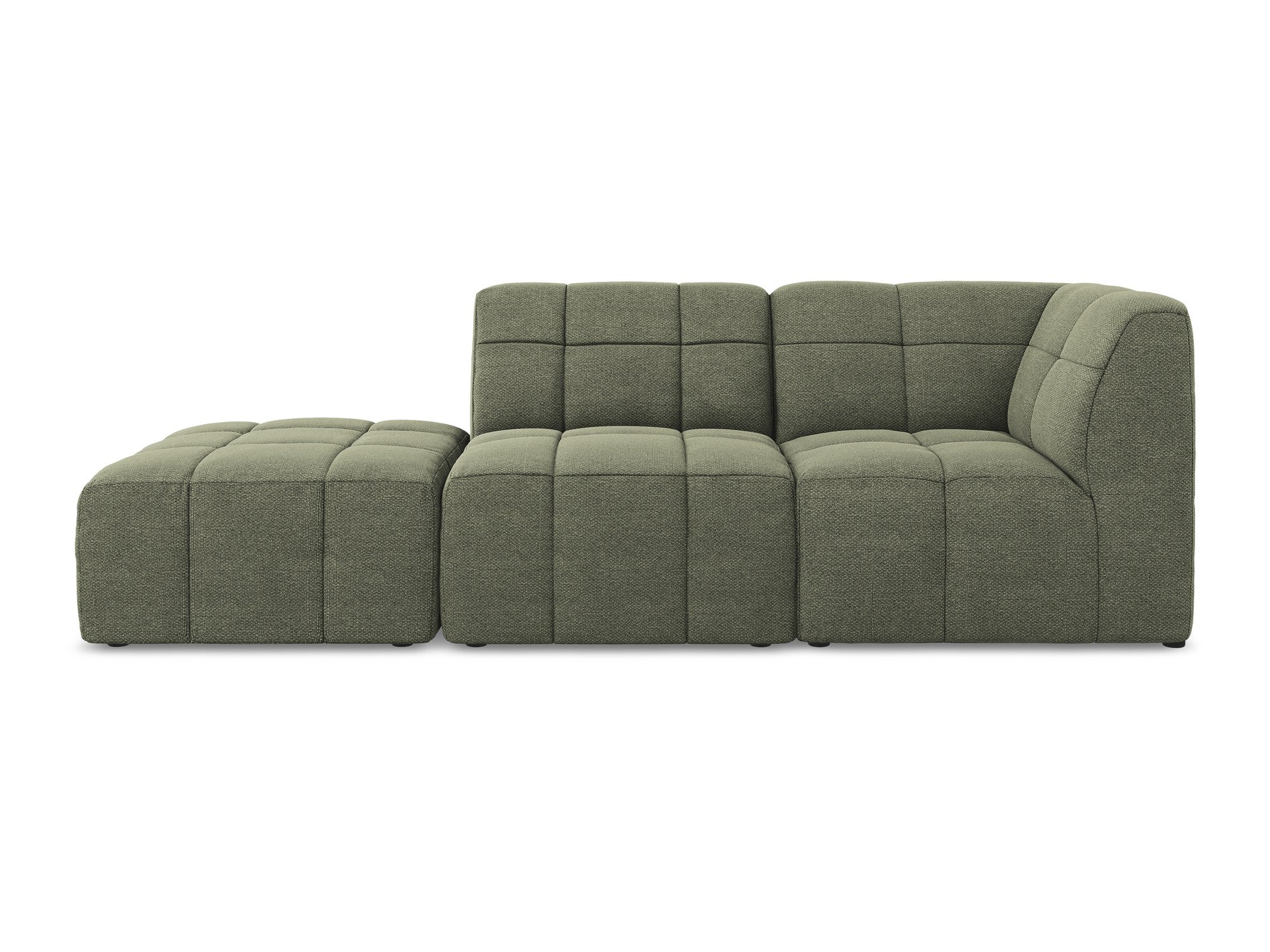 Modulares Sofa mit offener rechter Seite, 3-Sitzer ALOHA in olivgrünem Boucle