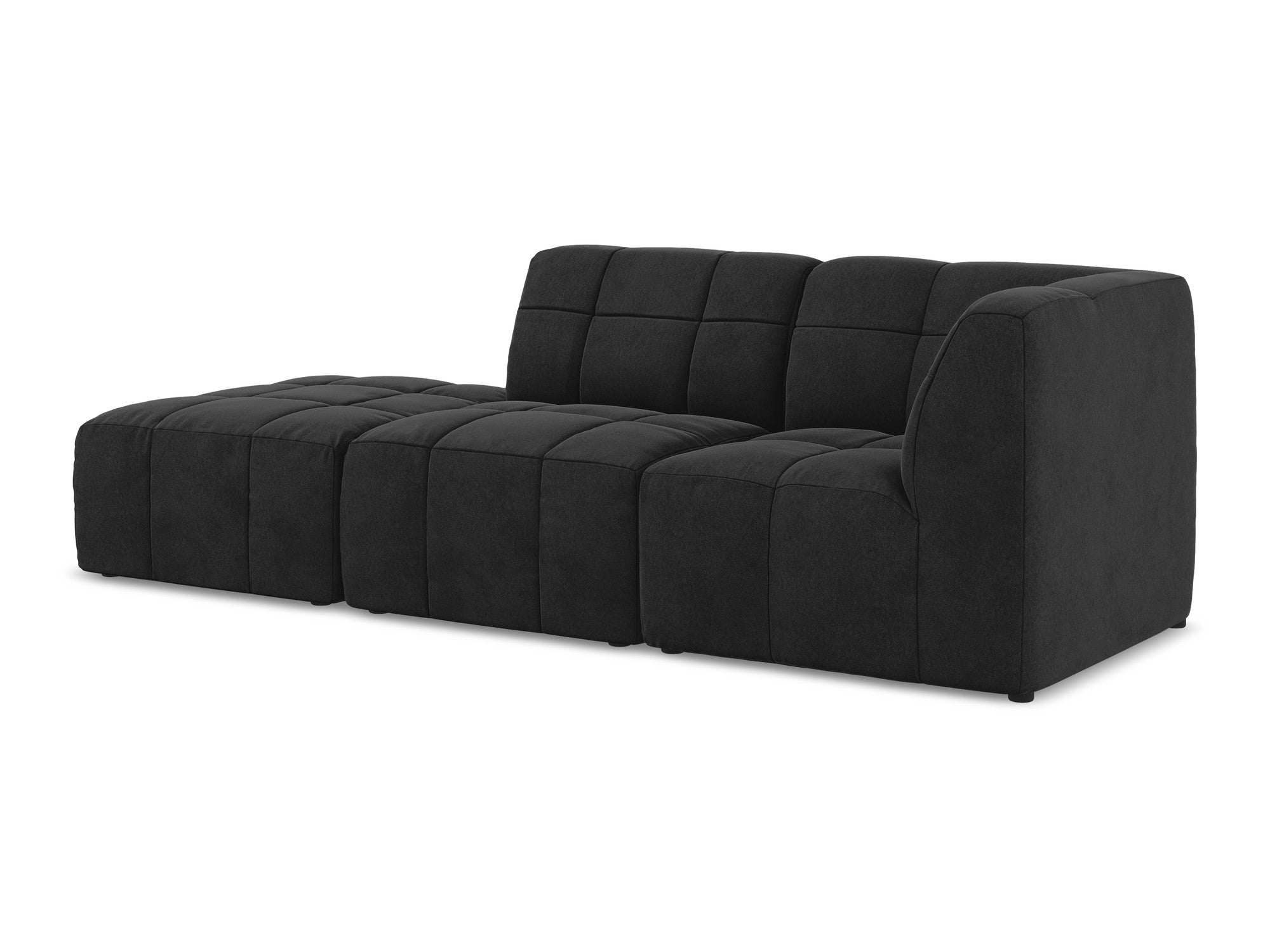 Modulares Samtsofa mit offener rechter Seite für 3 Personen ALOHA schwarz