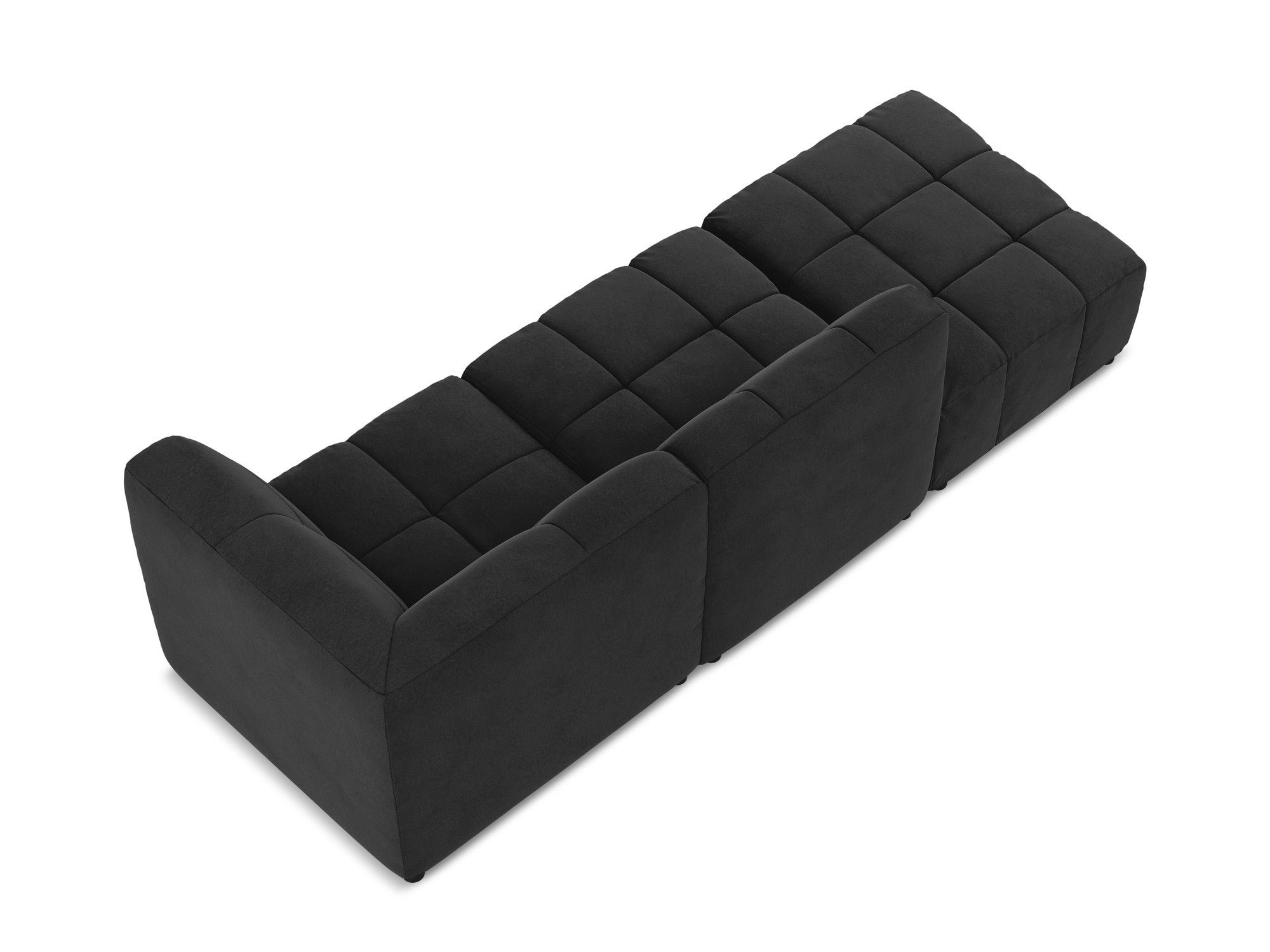 Modulares Samtsofa mit offener rechter Seite für 3 Personen ALOHA schwarz