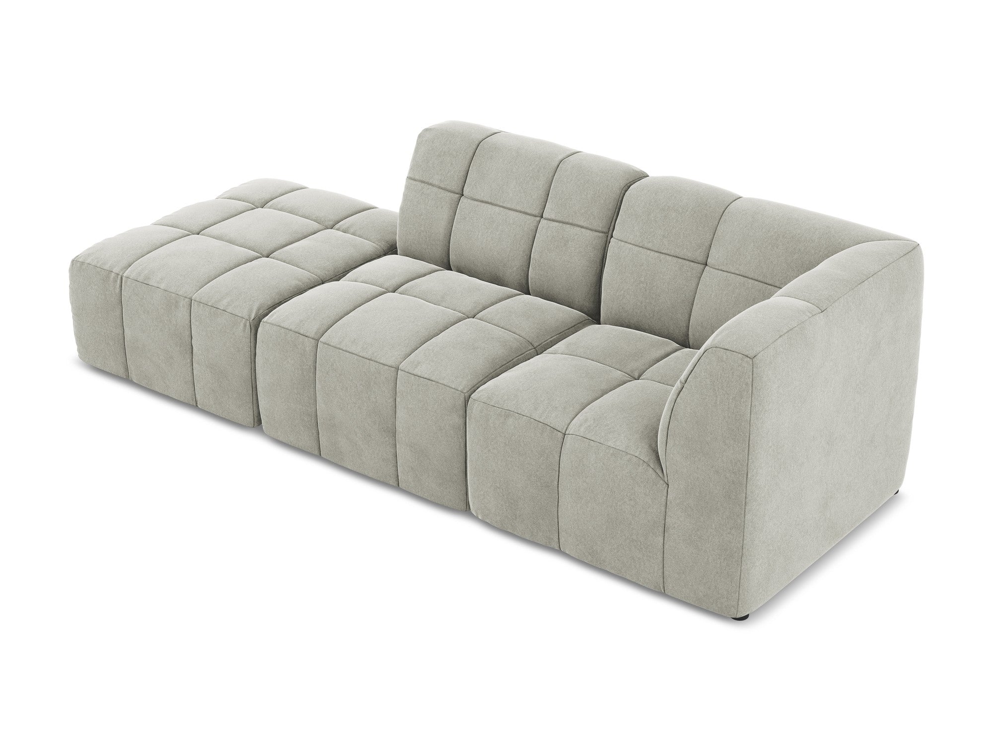 Right-facing open velvet modular sofa for 3 people ALOHA light gray