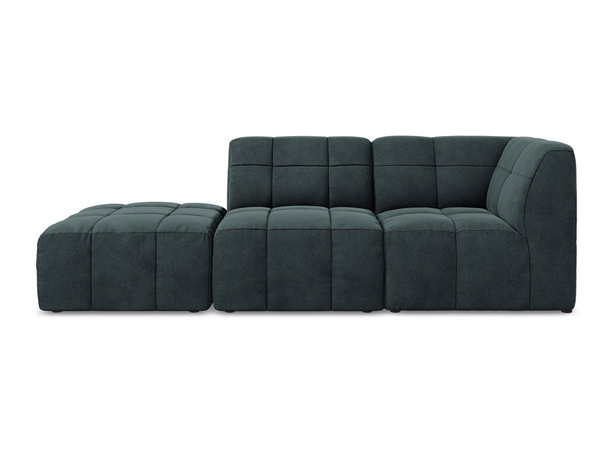 Modulsofa aus Samt, offen, rechtsseitig, 3-sitzig, ALOHA, meergrün