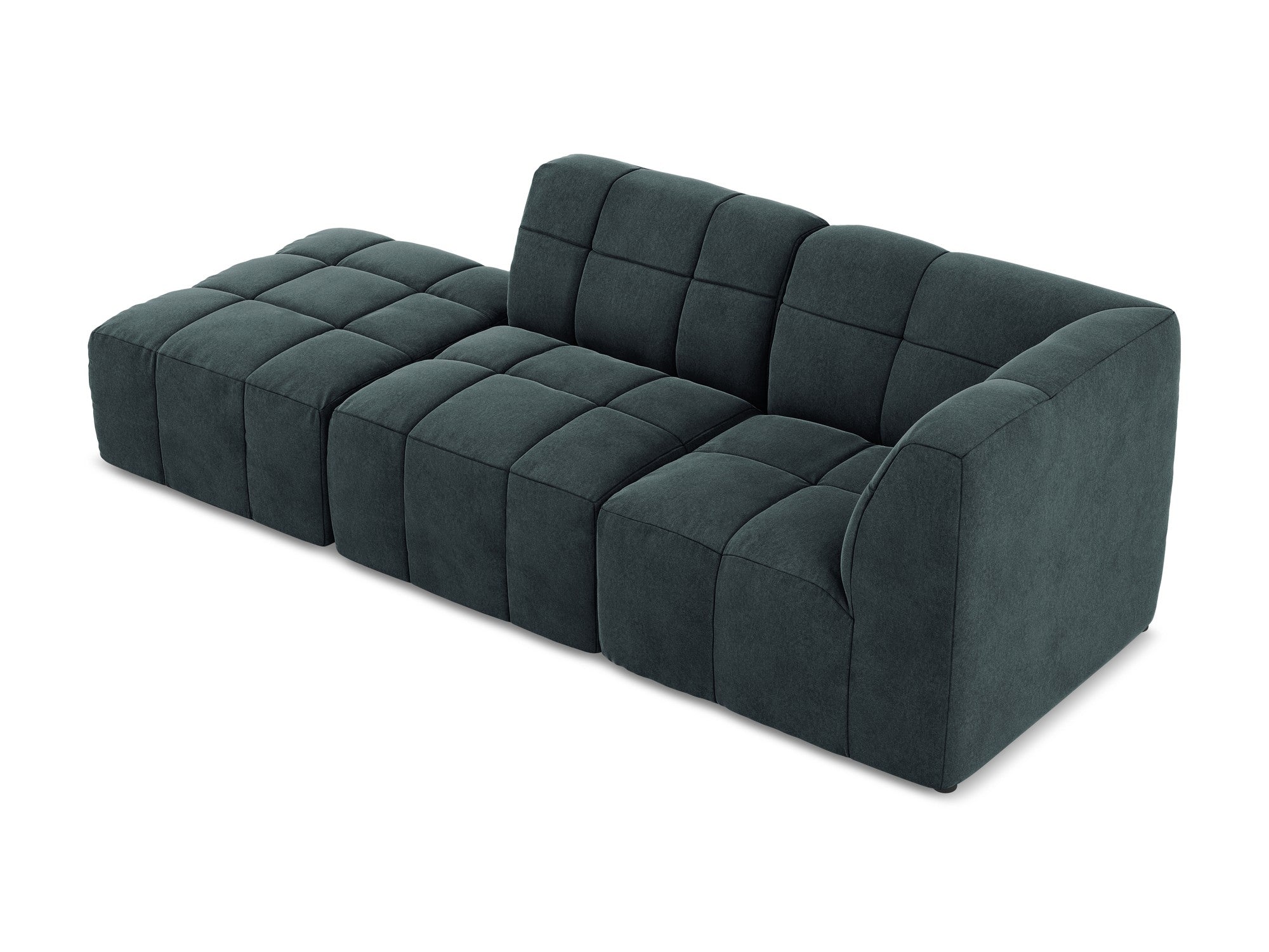 Modulsofa aus Samt, offen, rechtsseitig, 3-sitzig, ALOHA, meergrün