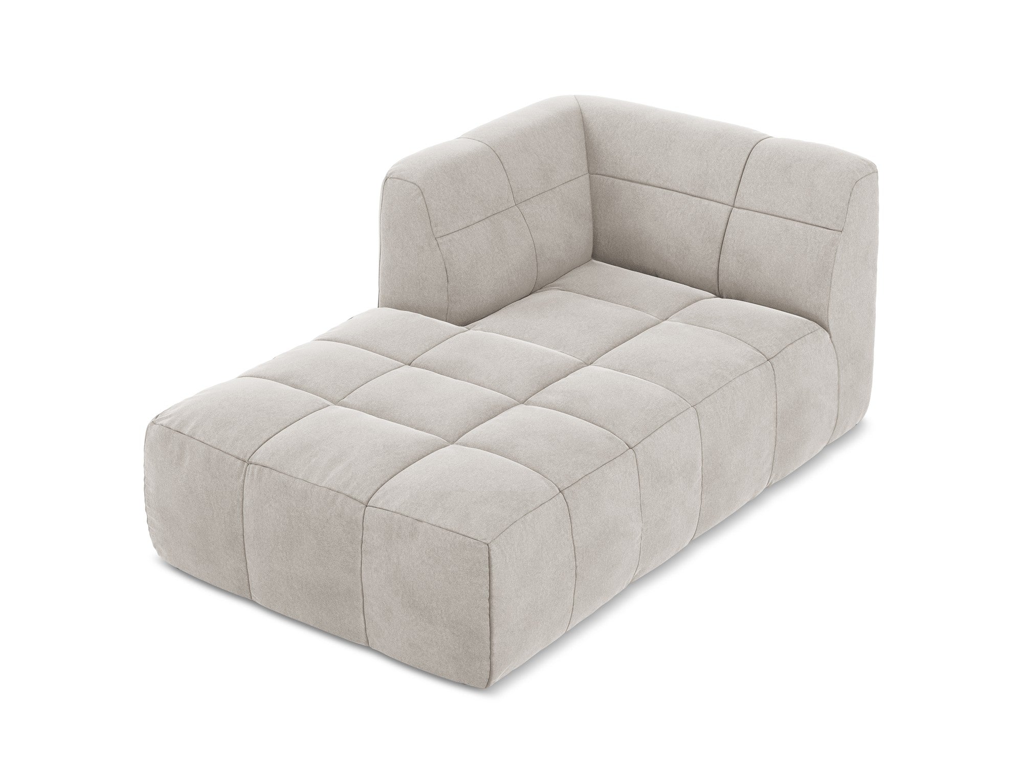 Left-facing velvet chaise lounge ALOHA light beige