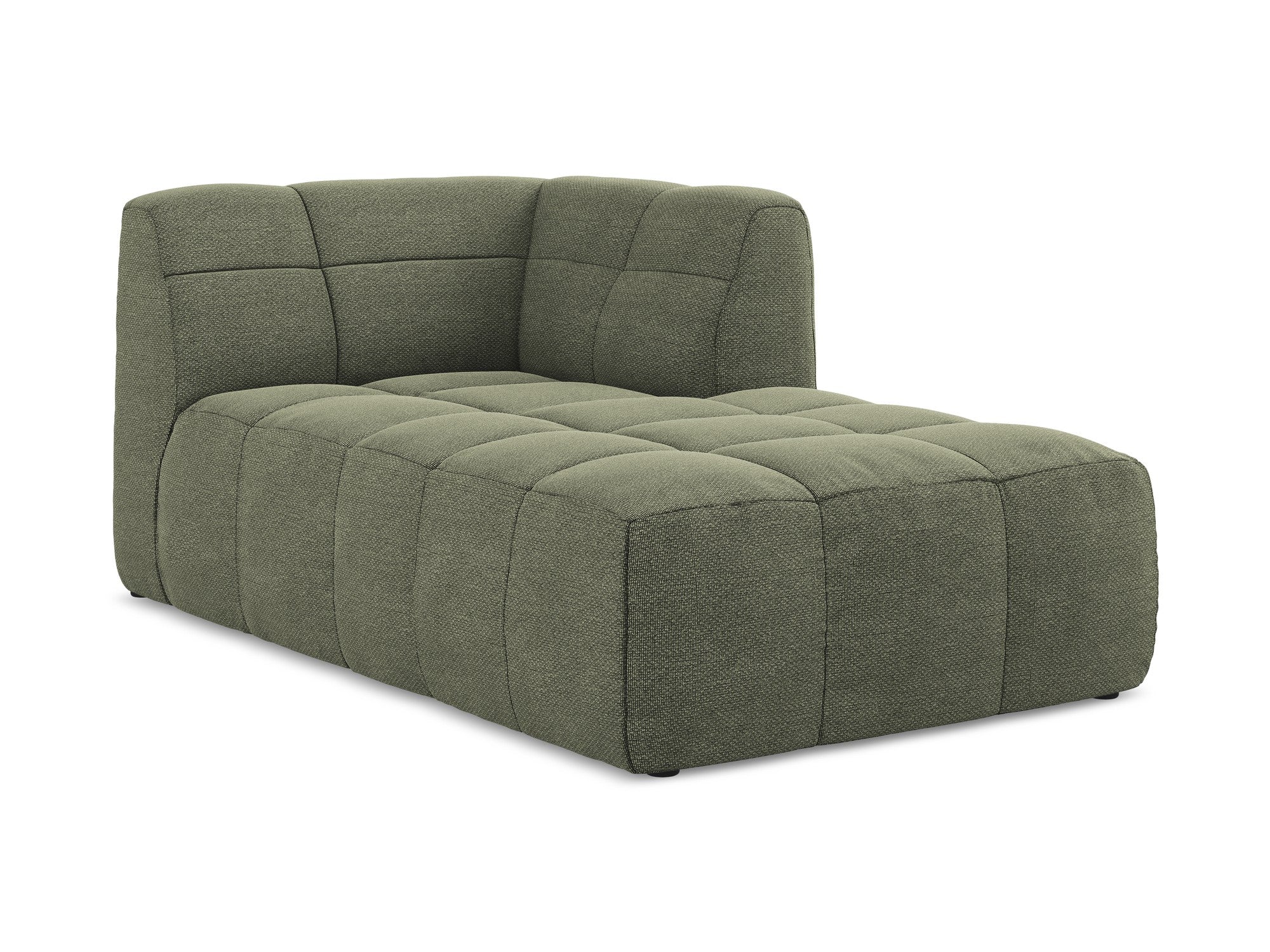 Right-facing ALOHA olive boucle chaise longue