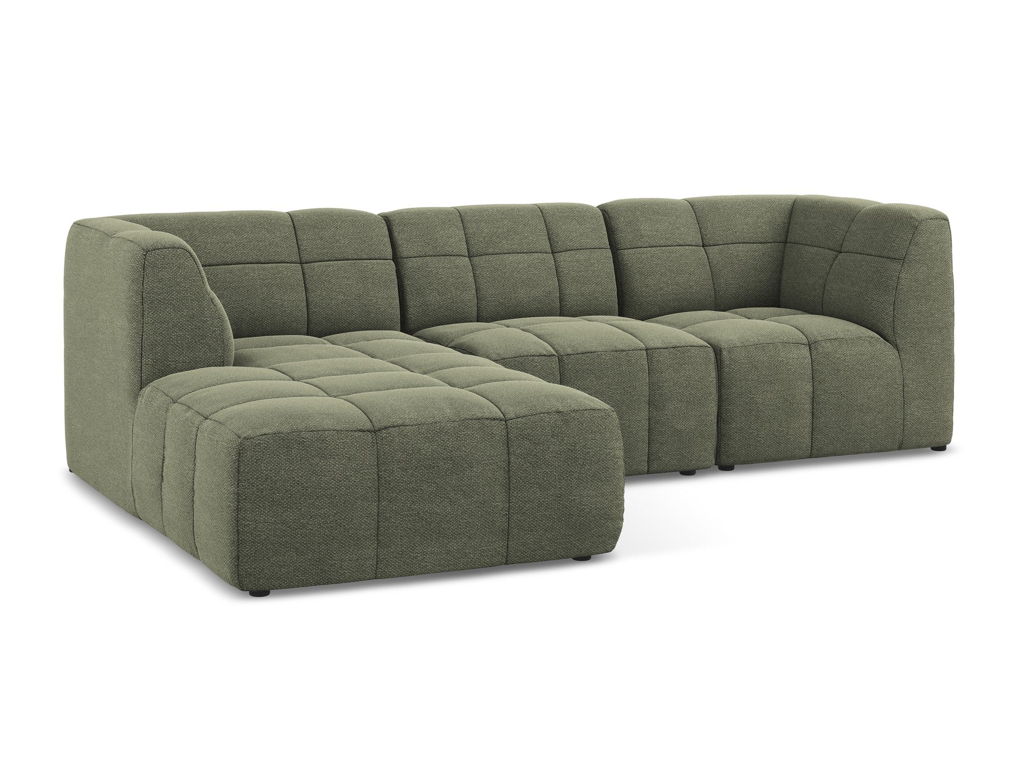 Left-facing modular sofa for 3 people ALOHA olive boucle