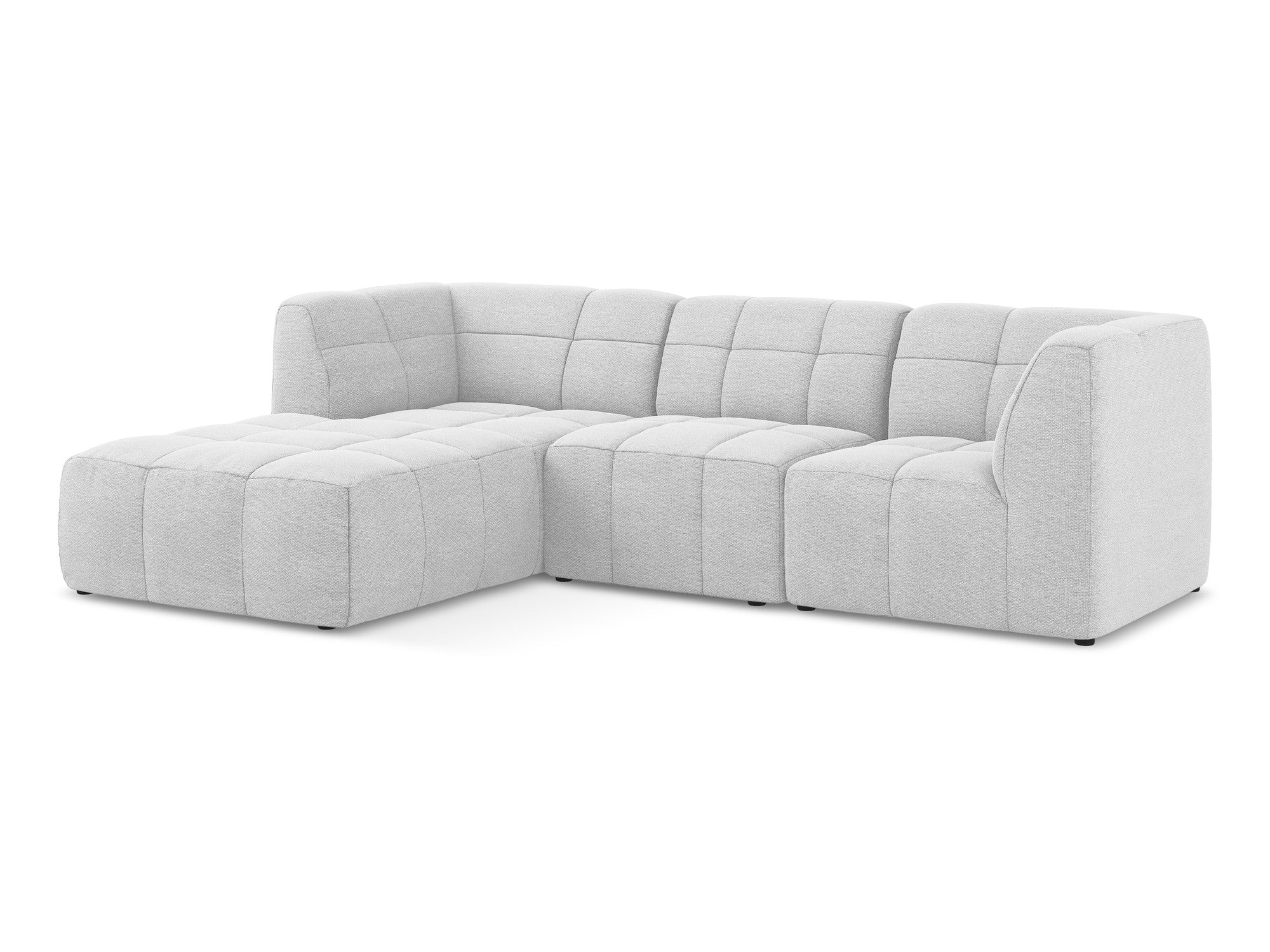 Modularer linksseitiger 3-Sitzer ALOHA silbernes Boucle