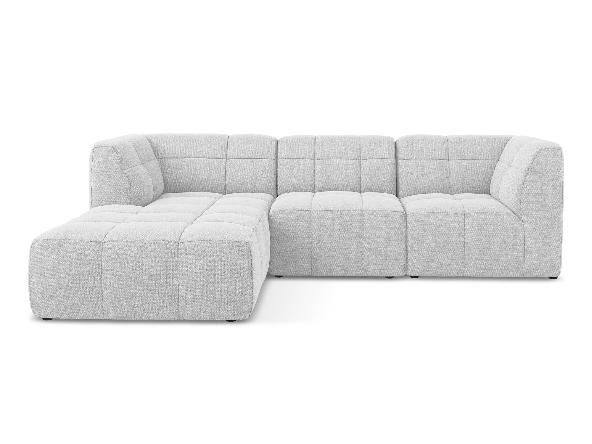 Modularer linksseitiger 3-Sitzer ALOHA silbernes Boucle