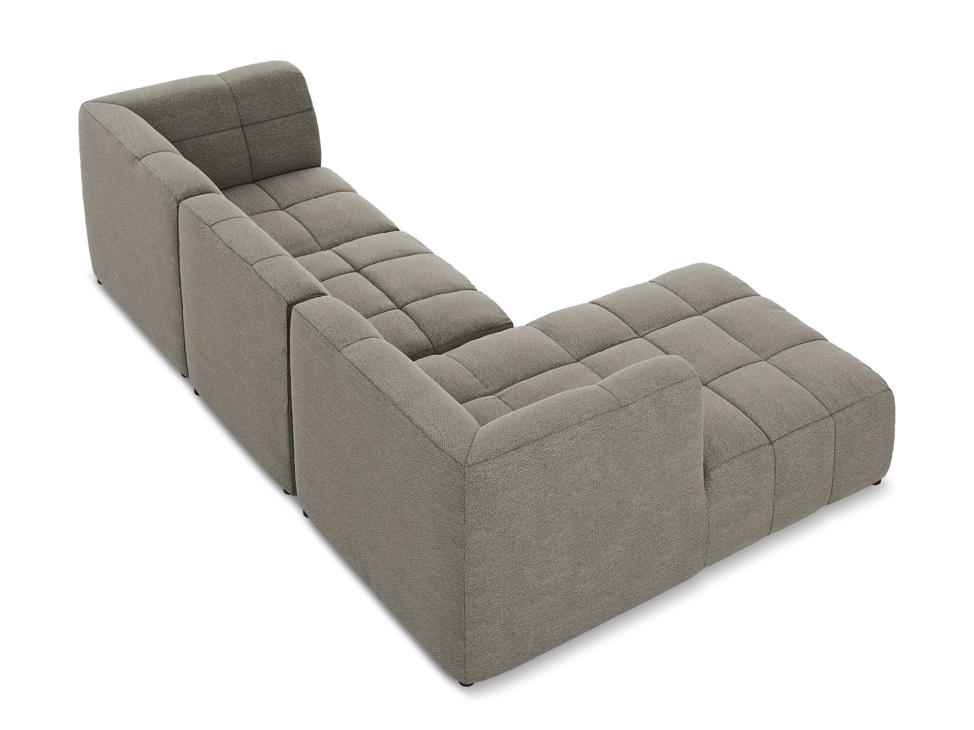 Modularer, linksseitiger 3-Sitzer ALOHA in grauem Boucle