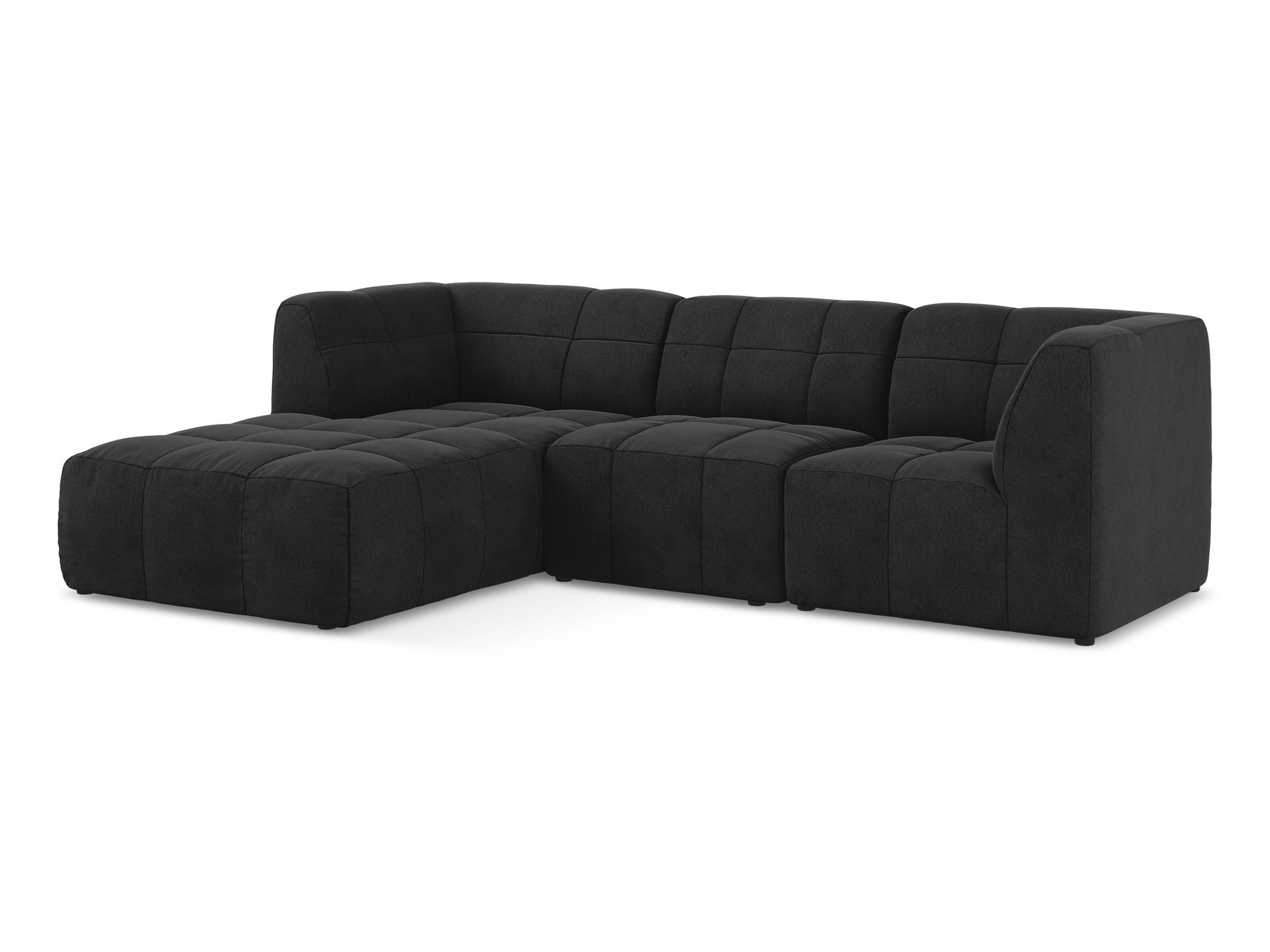 Left-facing velvet modular sofa for 3 people ALOHA black