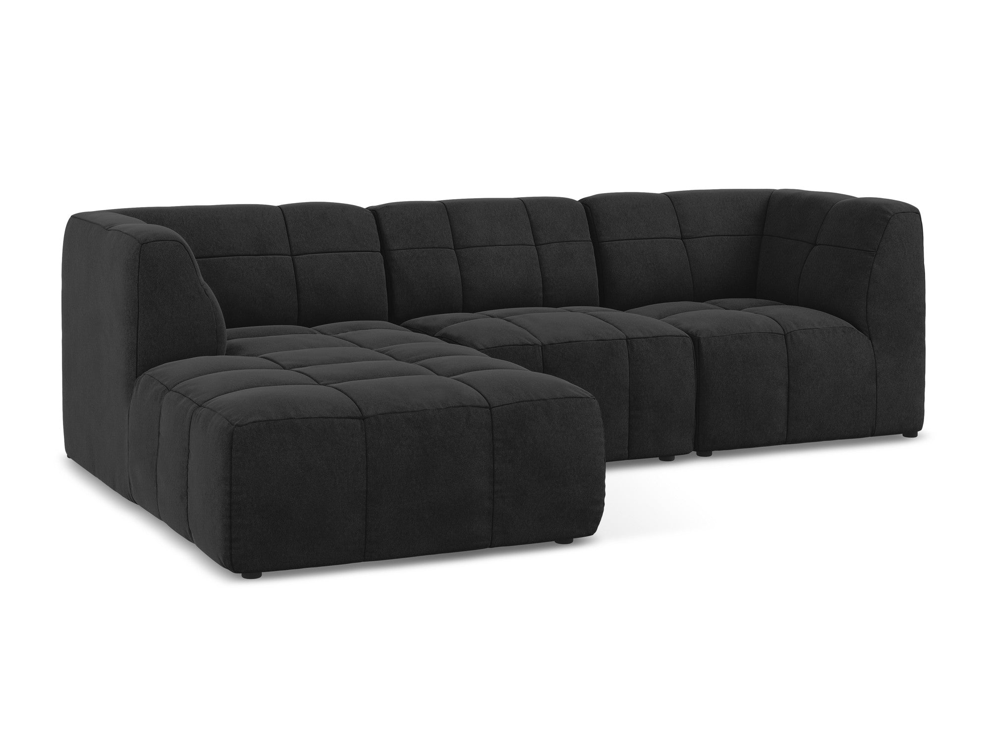 Left-facing velvet modular sofa for 3 people ALOHA black