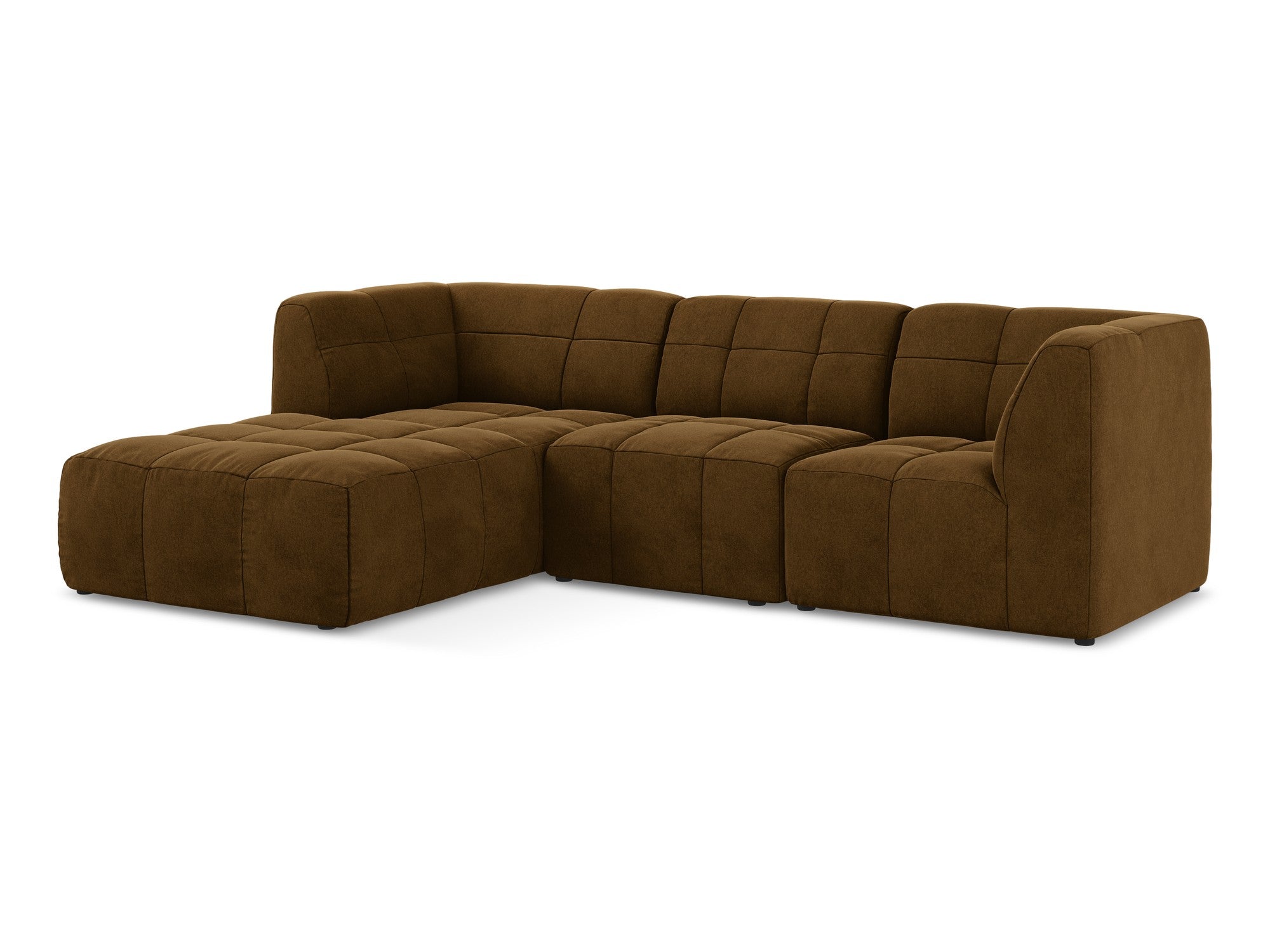 Left-facing modular velvet sofa for 3 people ALOHA mustard