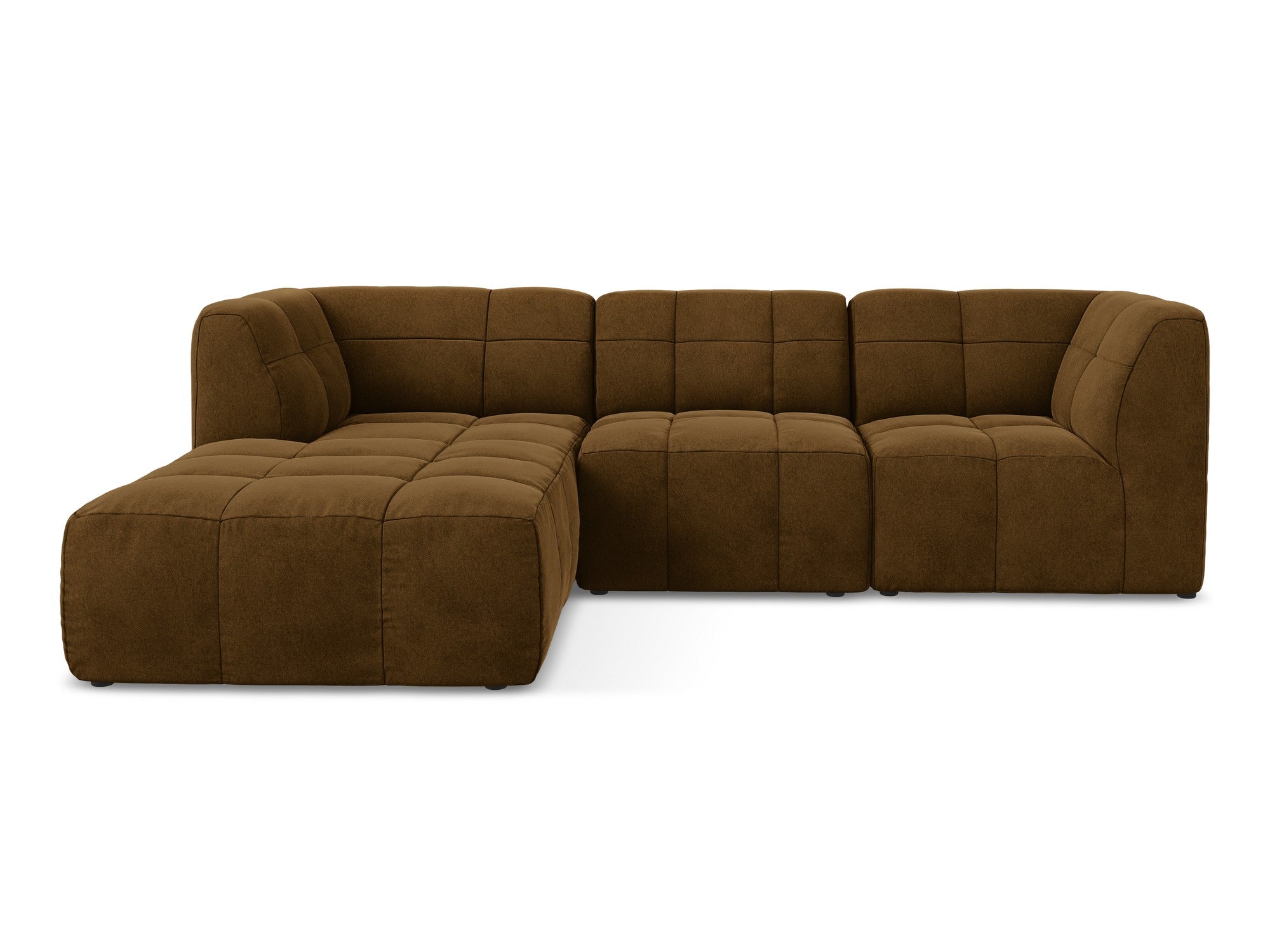 Left-facing modular velvet sofa for 3 people ALOHA mustard